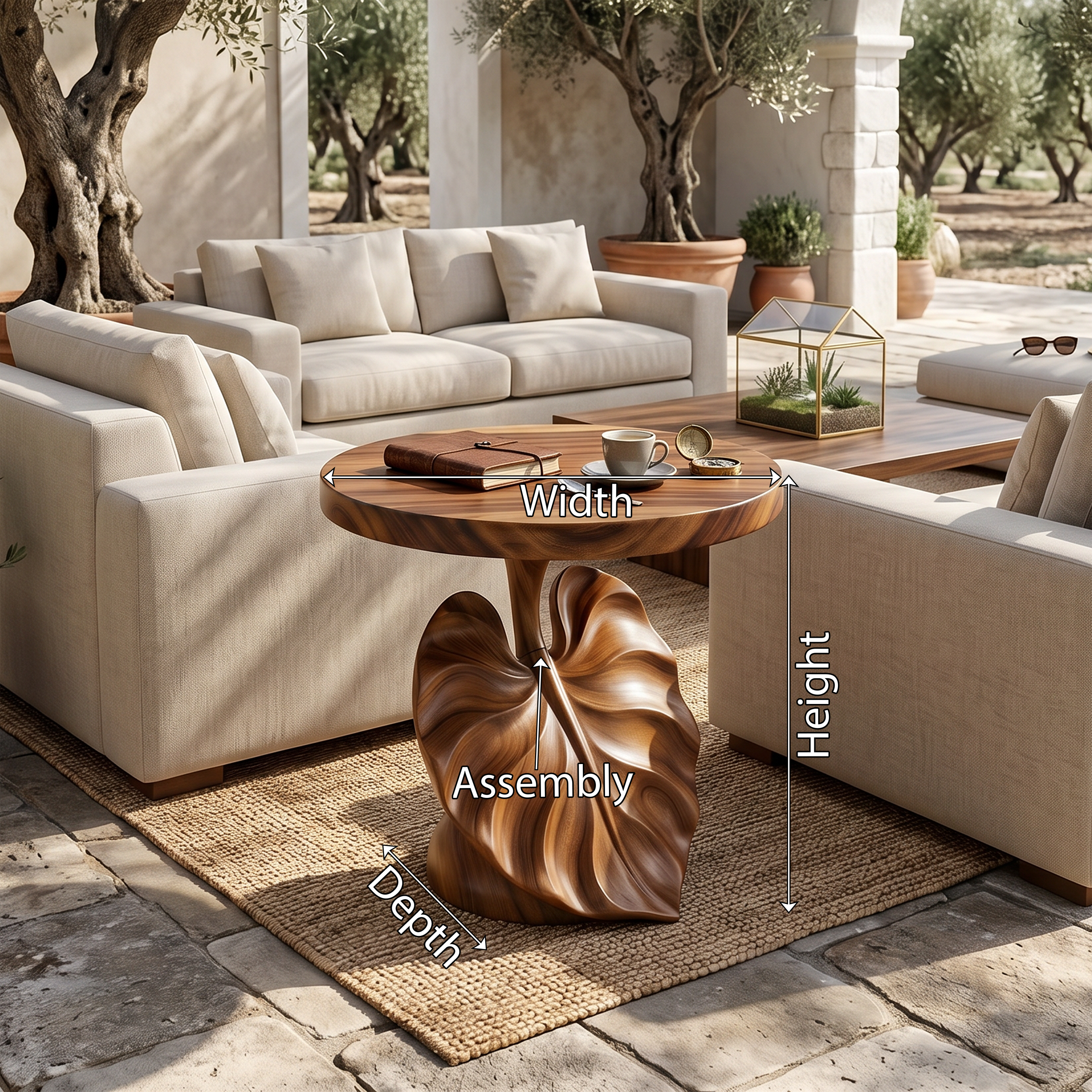 Mediterranean Sculptural Accent Table Courtyard Patio SILDTTRSTA039