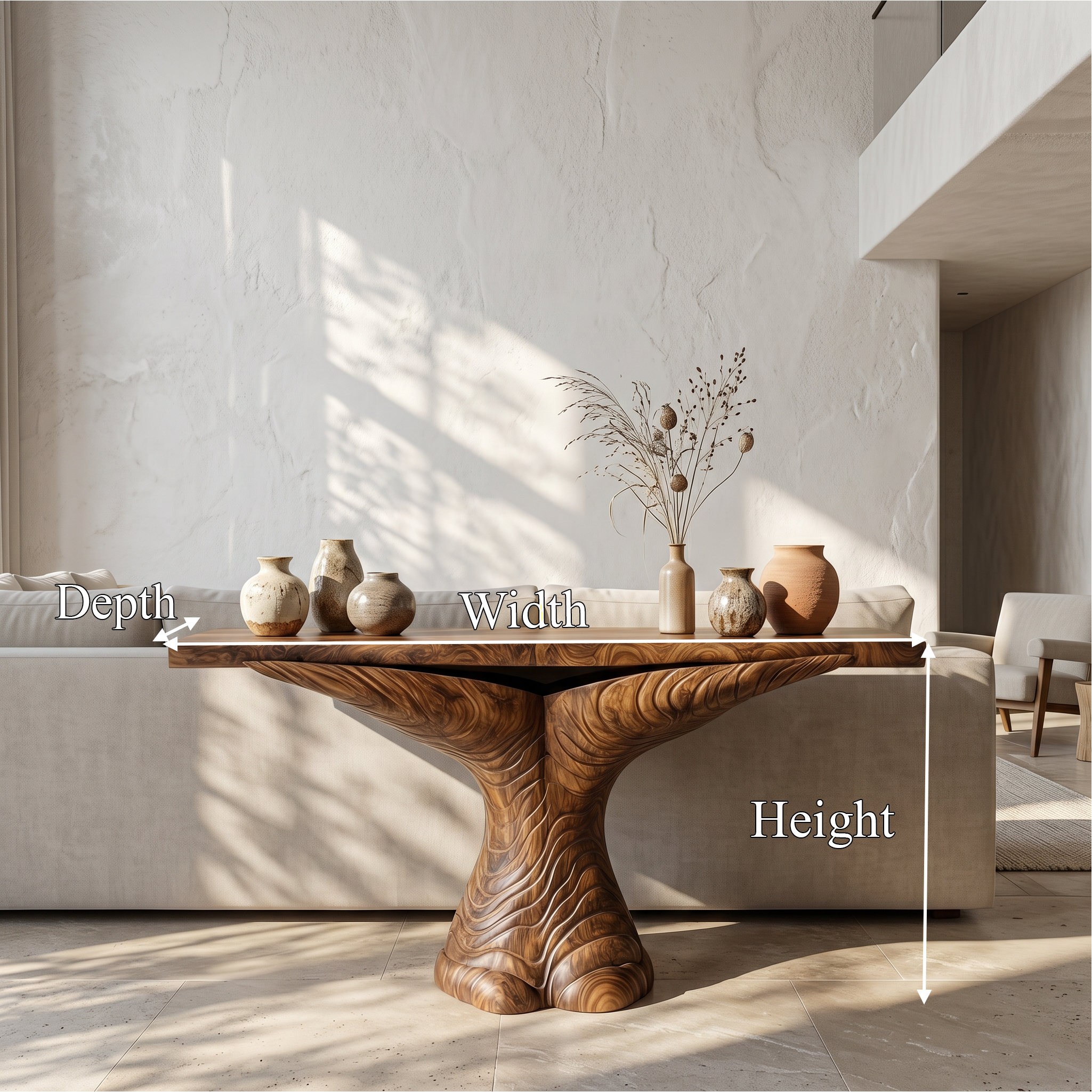 Organic Console Table With Sculptural Ribbon Form For Entryway SINLSACS634