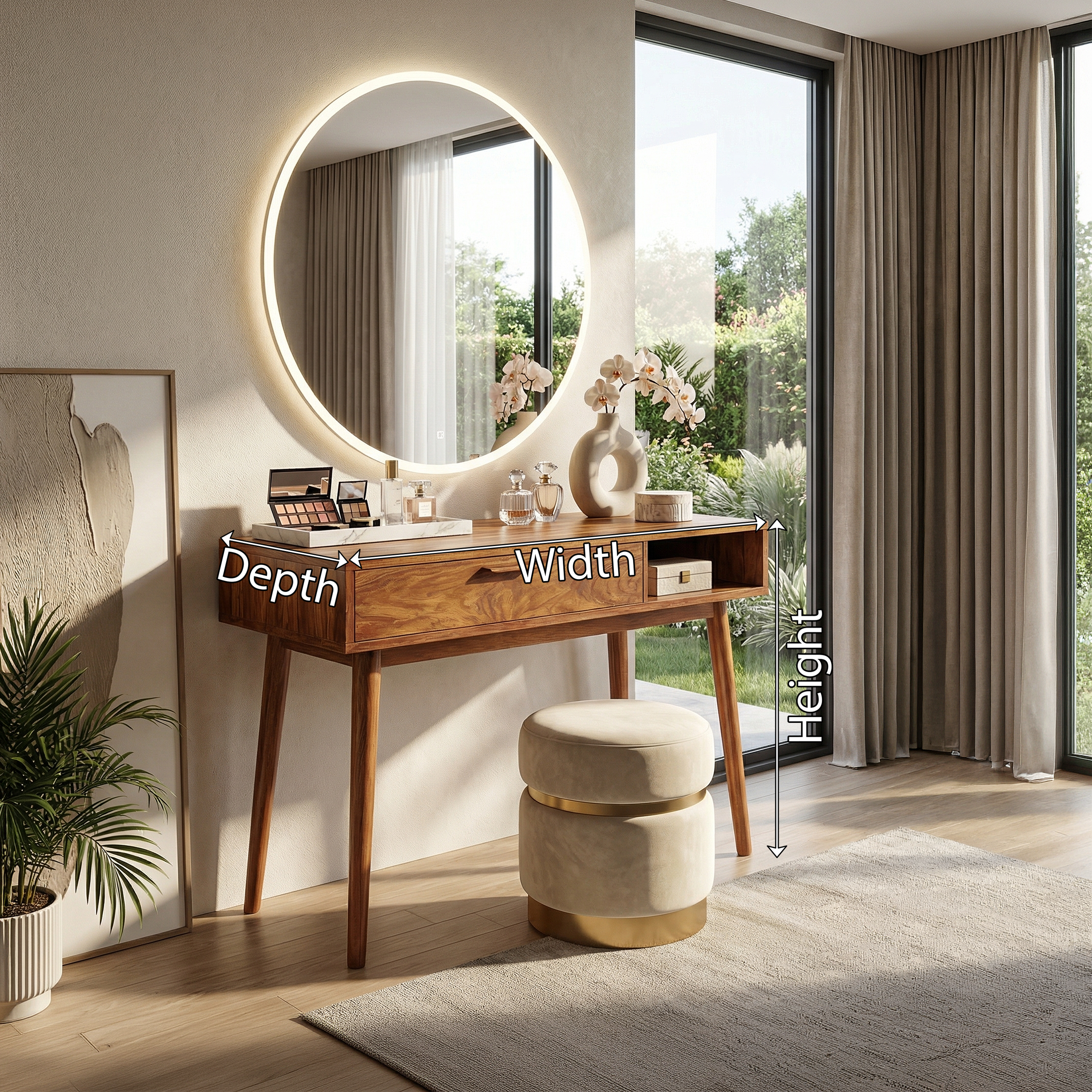 Japandi Makeup Desk Bedroom Dressing Area Personal Beauty Space SILDTTRMV016