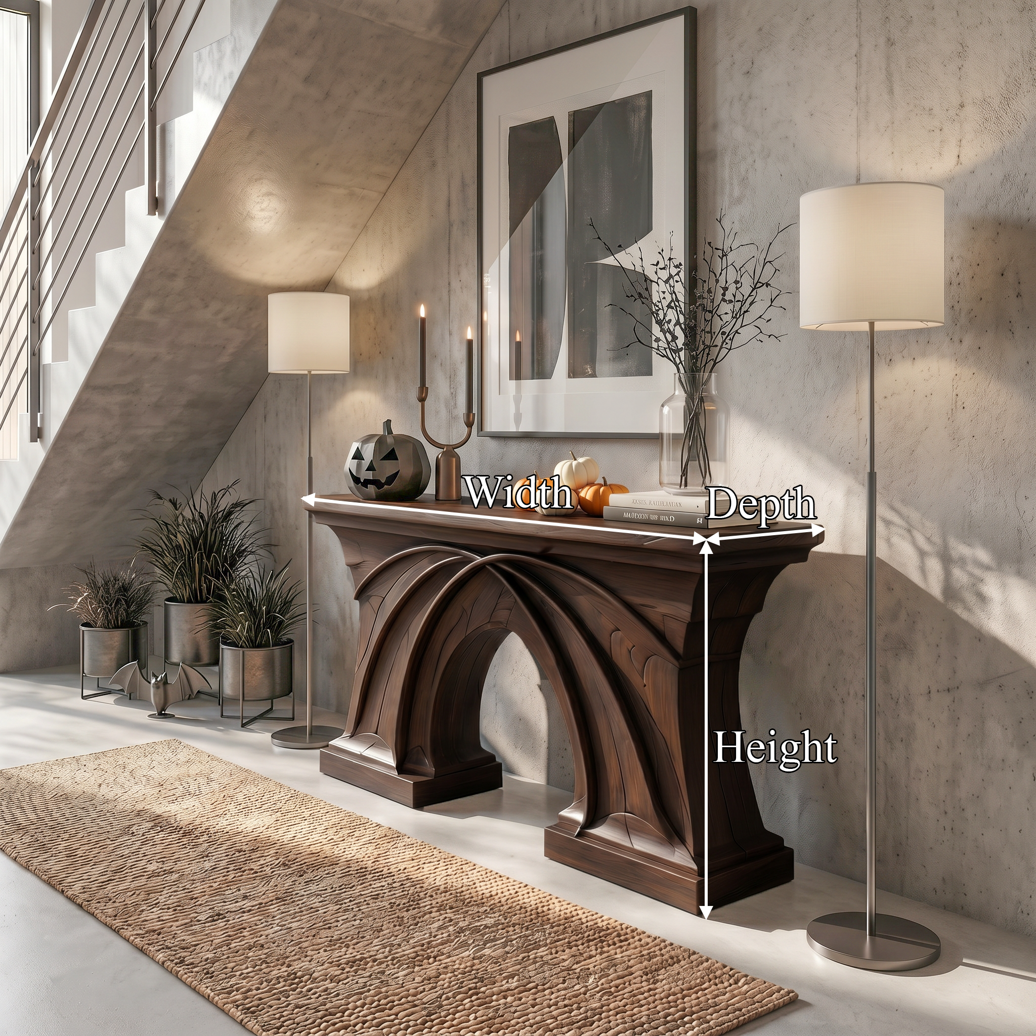 Rustic Console Table Handcrafted Flowing Sculptural Design For Living Room Entryway SINLSACS674
