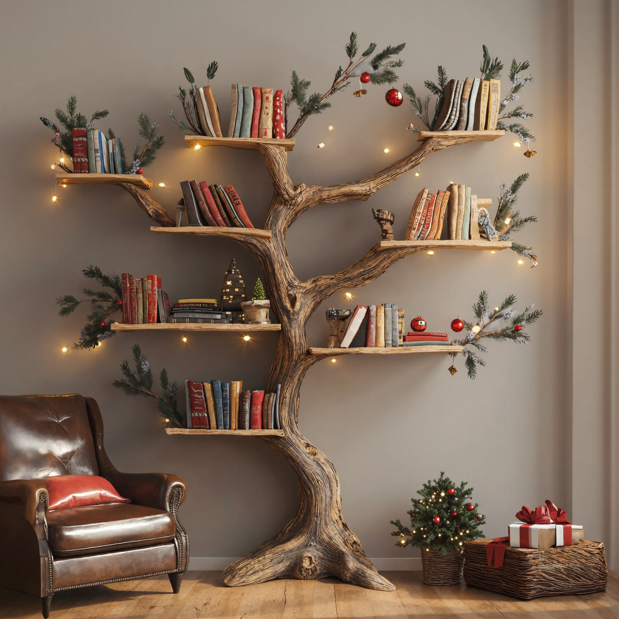 Tree Corner Bookcase Floating Bookshelf SINLTB076