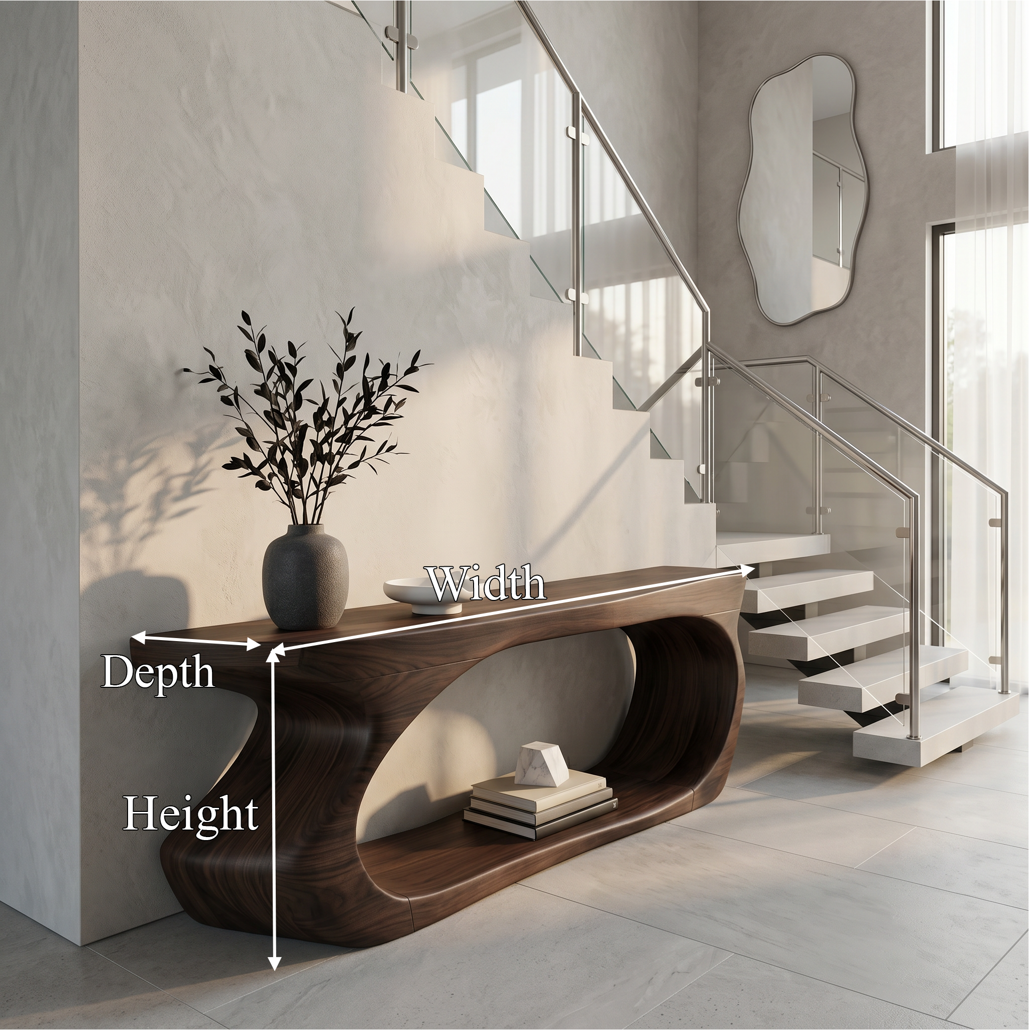 Modern Console Table With Sculptural Circular Form For Entryway SINLSACS636