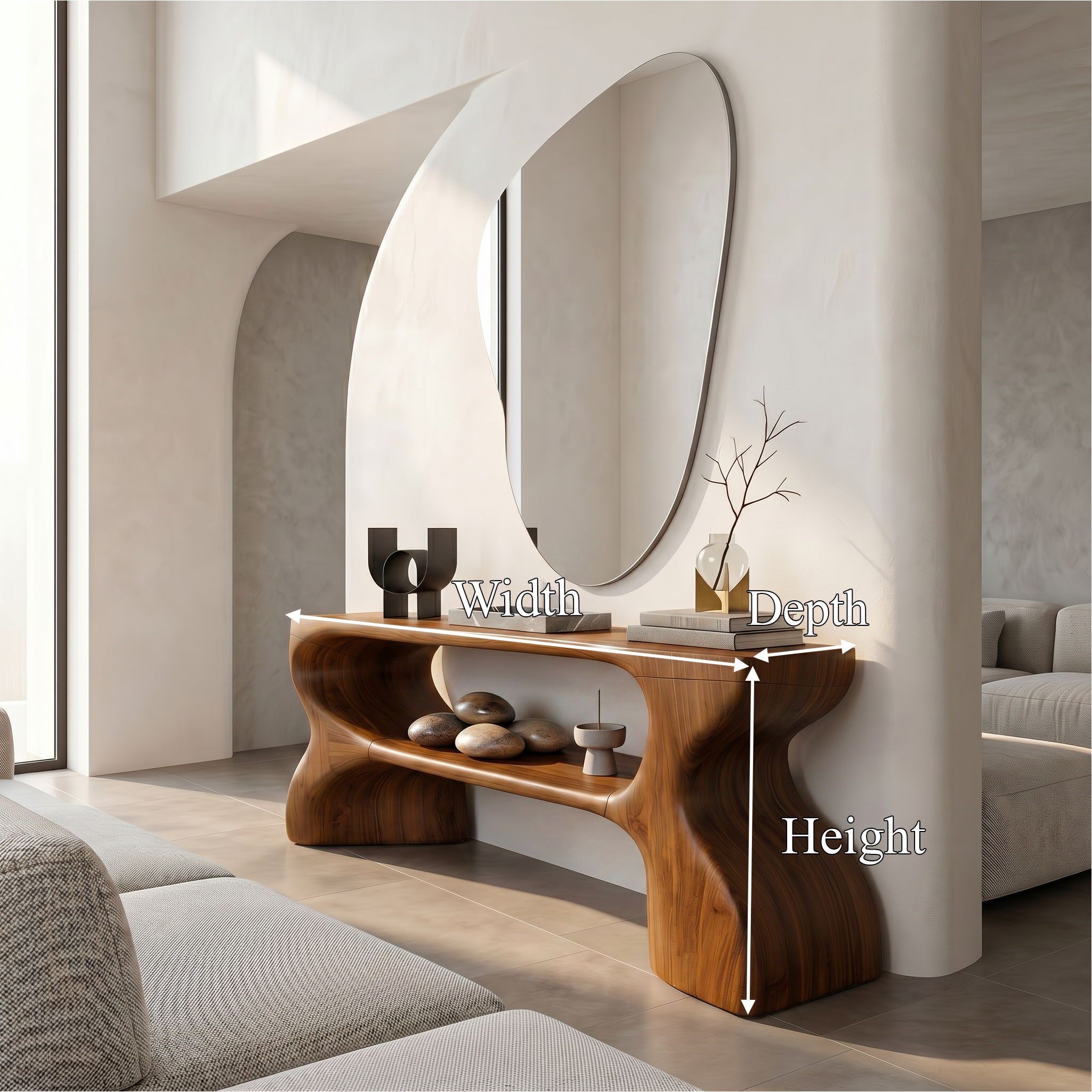 Contemporary Console Table With Architectural Curved Design For Entryway SINLSACS637