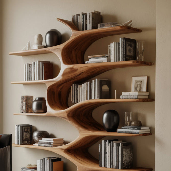 Modern Sculptural Bookshelf With Organic Design For Living Room SITHHNBS037