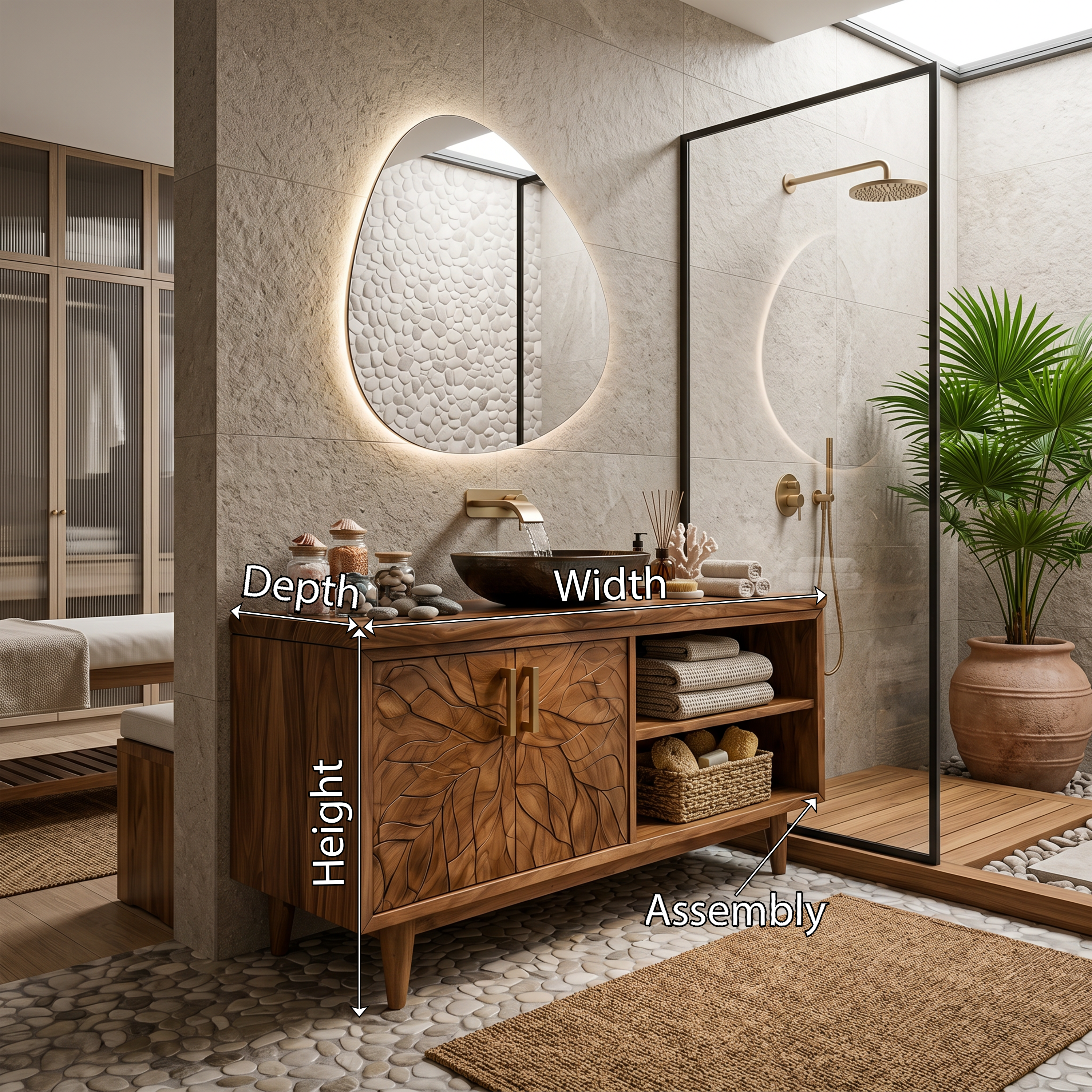 Organic Wood Vanity Cabinet For Garden Bathroom SILDTTRBRV160