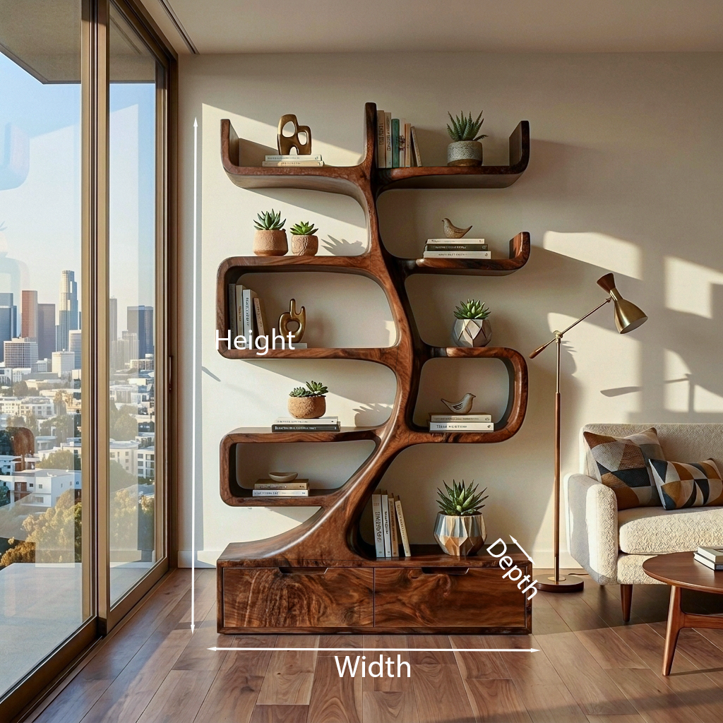 Wooden Bookcase With Tiers And Built-in Drawers For Home RTTHTTBS128