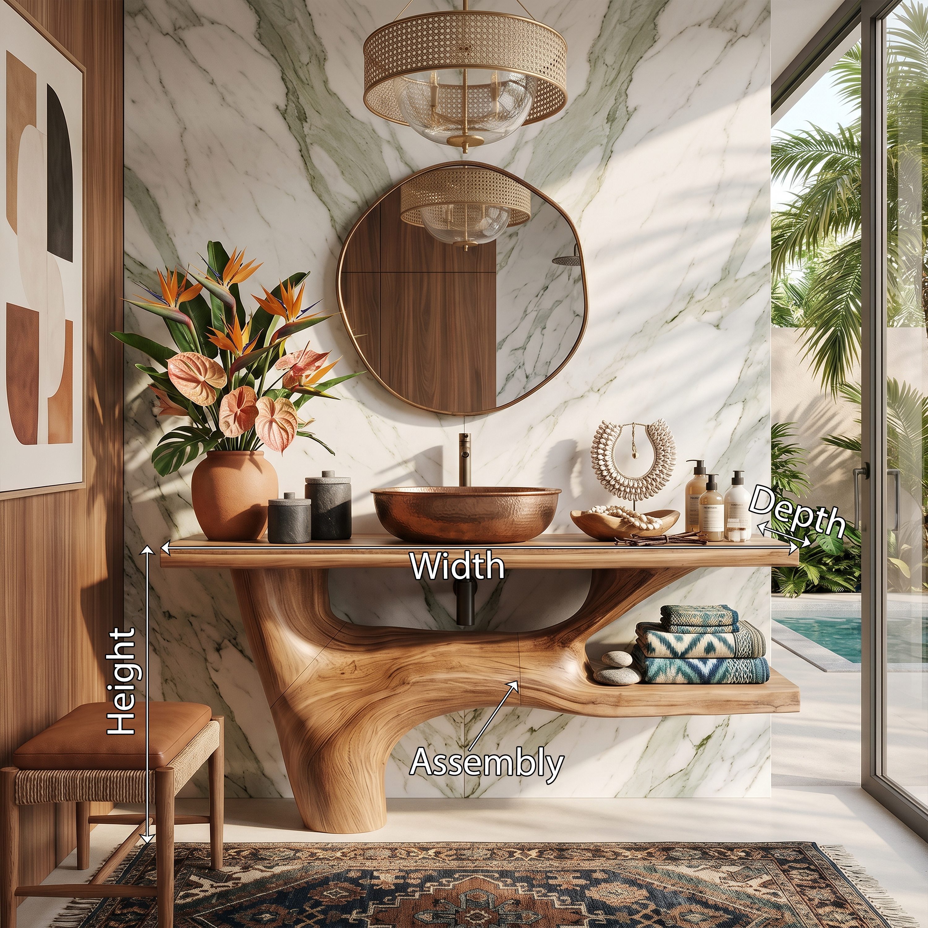 Handcrafted Solid Wood Vanity For Natural Interiors SILDTTRBRV002