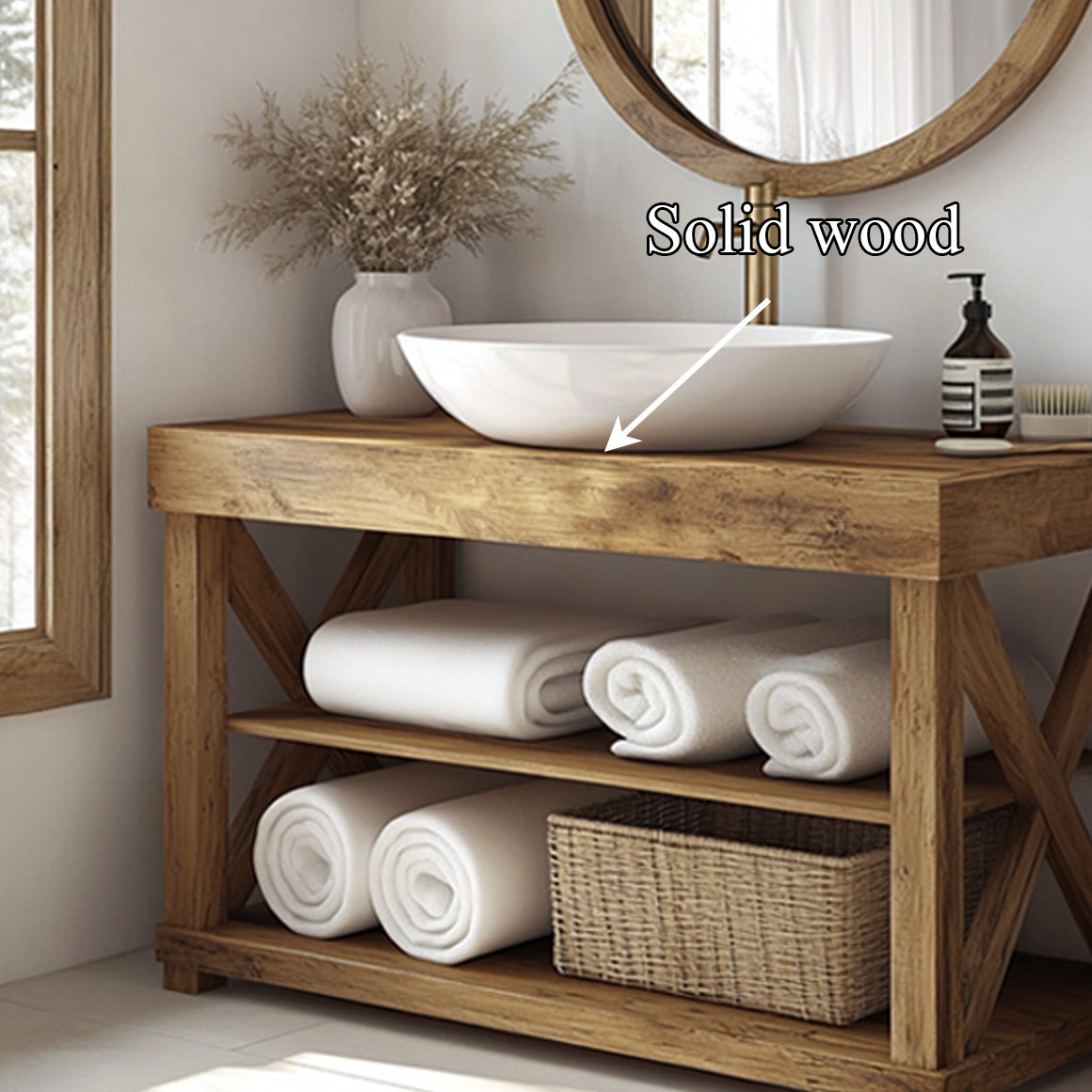 Mid Century Wood Bathroom Vanity Table Minimalist Bathroom Design SINLSABRV197