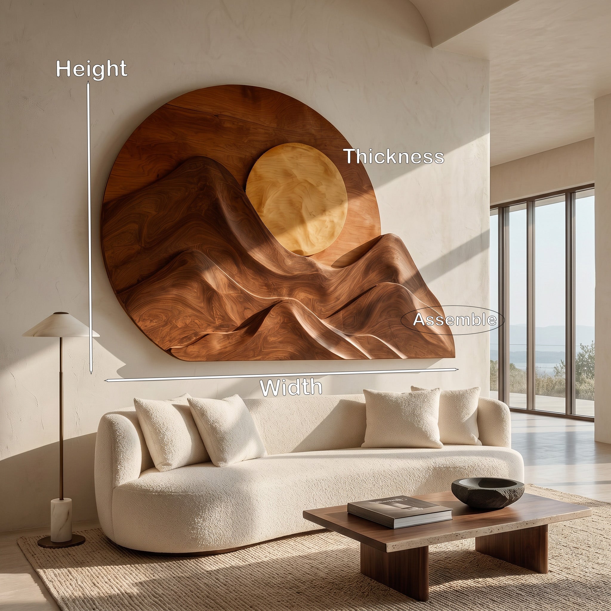 Handcrafted Mountain Sun Wood Wall Art For Living Room RTTHHNWA202