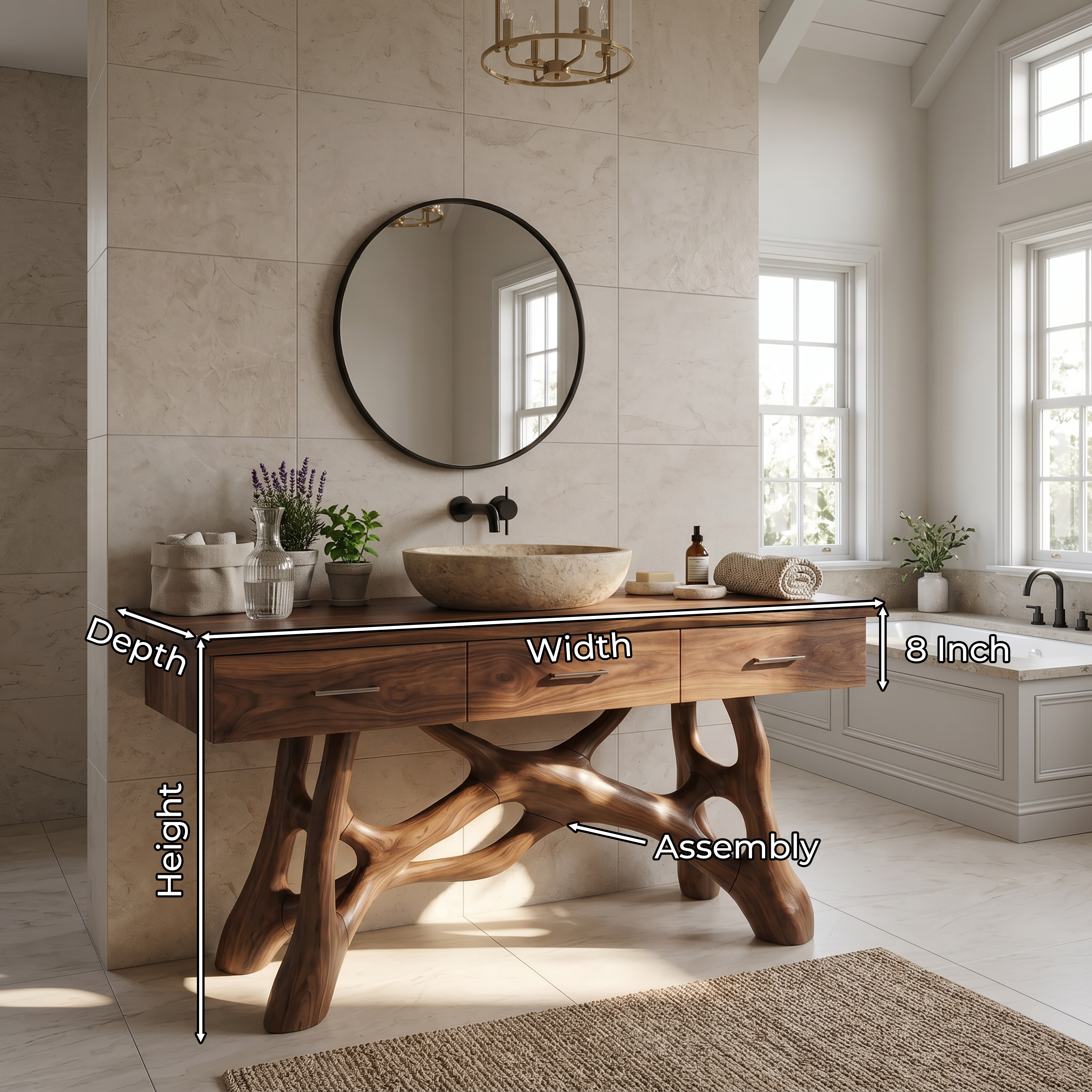 Natural Wood Sink Vanity With Drawers Master Bathroom SILDTTRBRV150