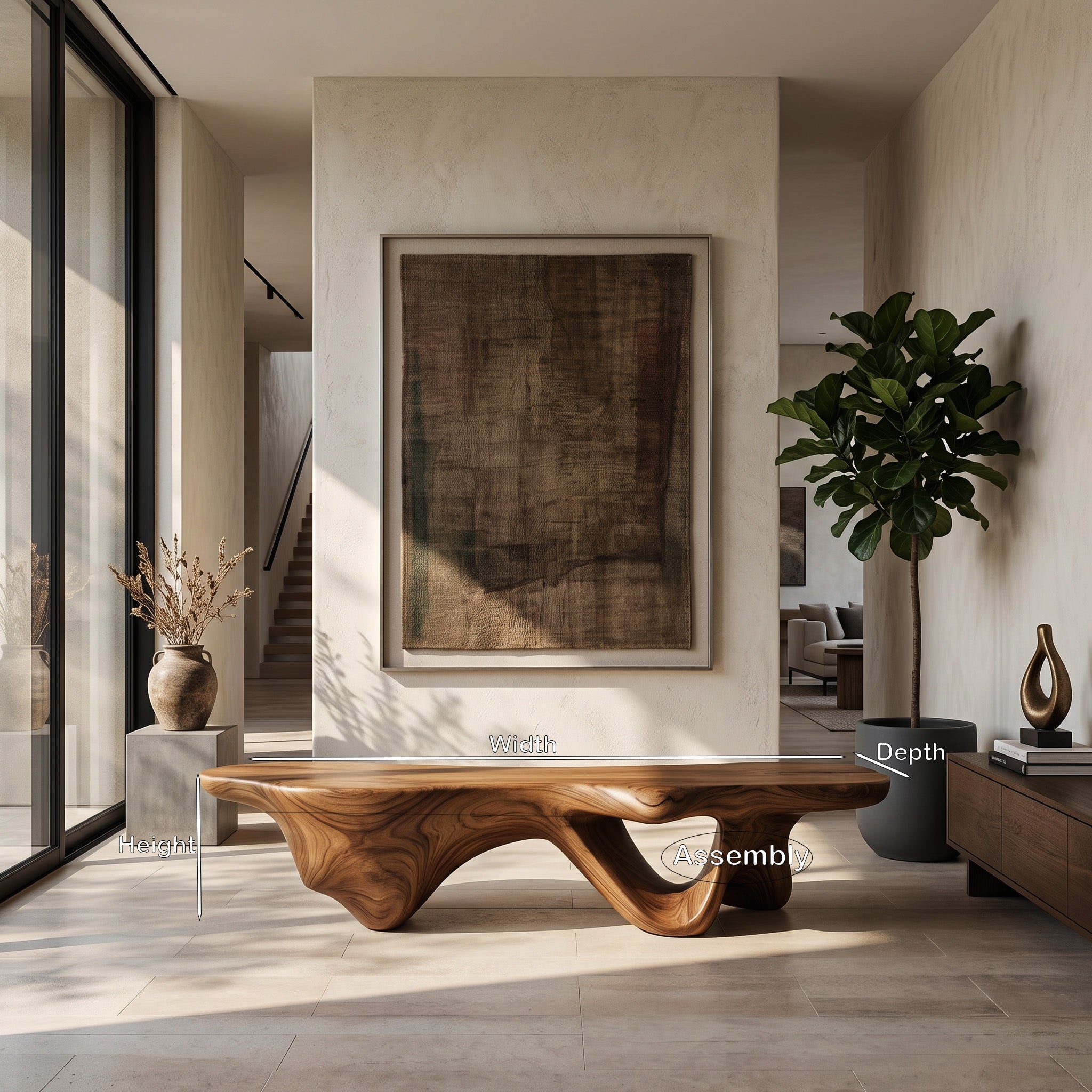 Modern Sculptural Bench With Flowing Design For Living Room SITHHNCHR040