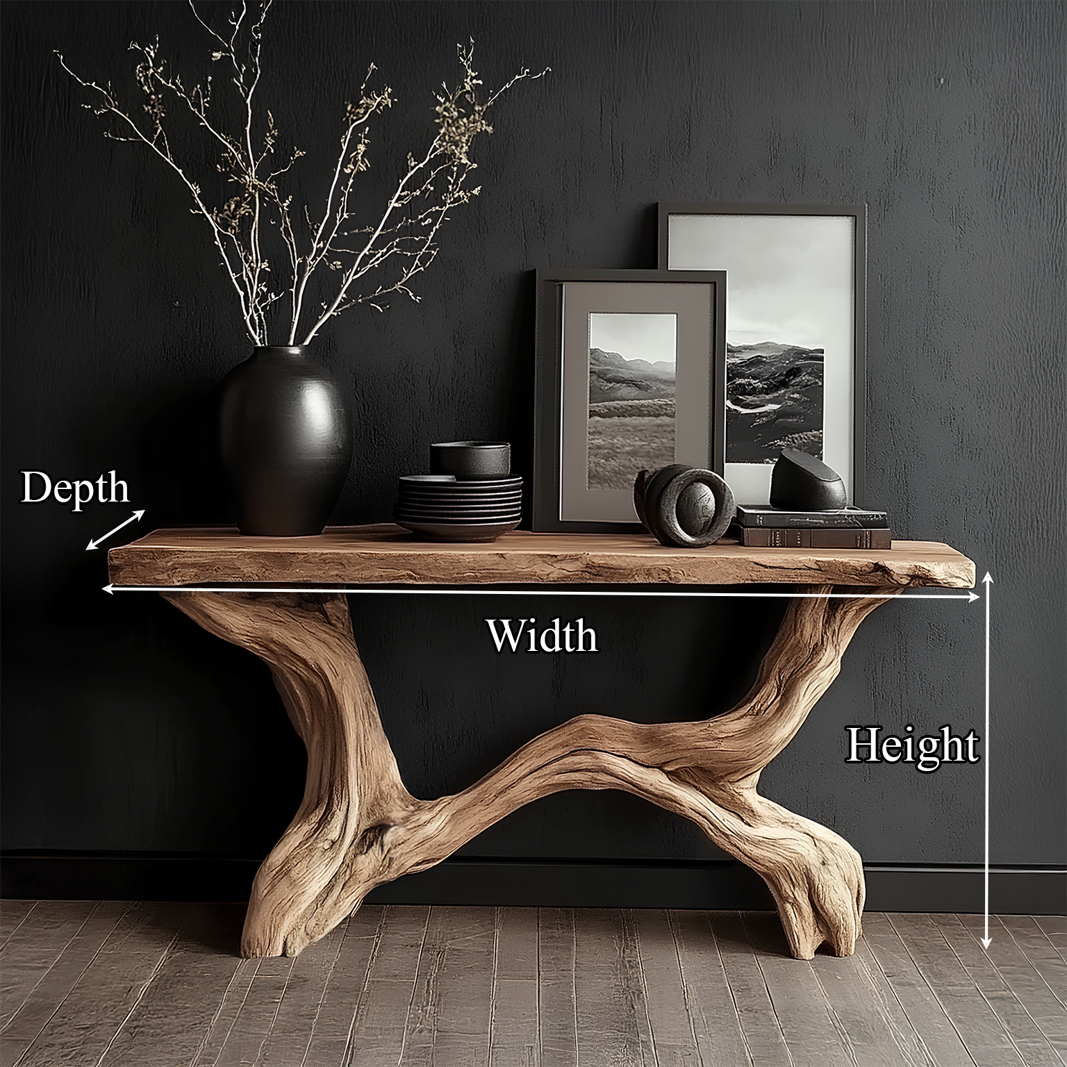Live Edge Console Table Solid Wood Rustic Driftwood Gift SINLSACS088