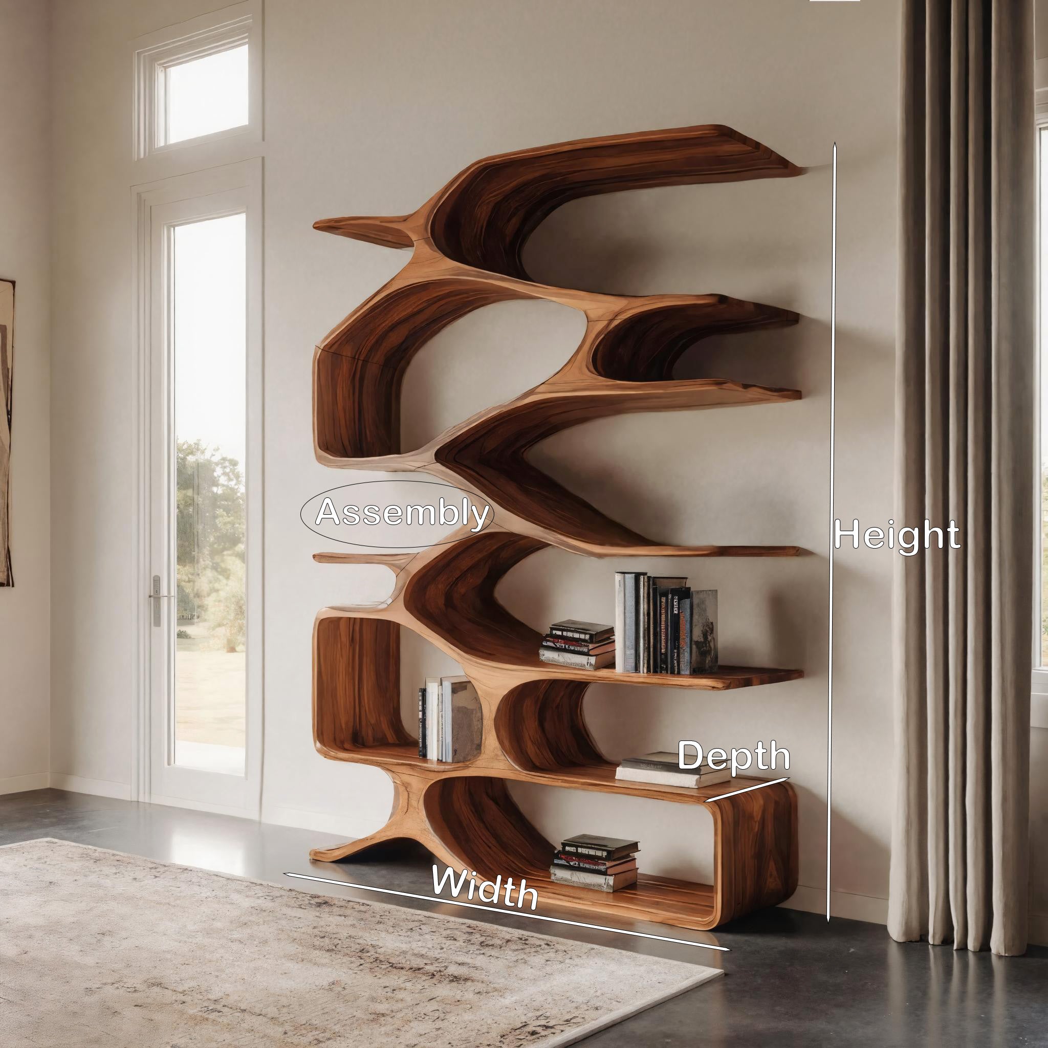Organic Sculptural Bookshelf For Living Decor RTTHHNBS092