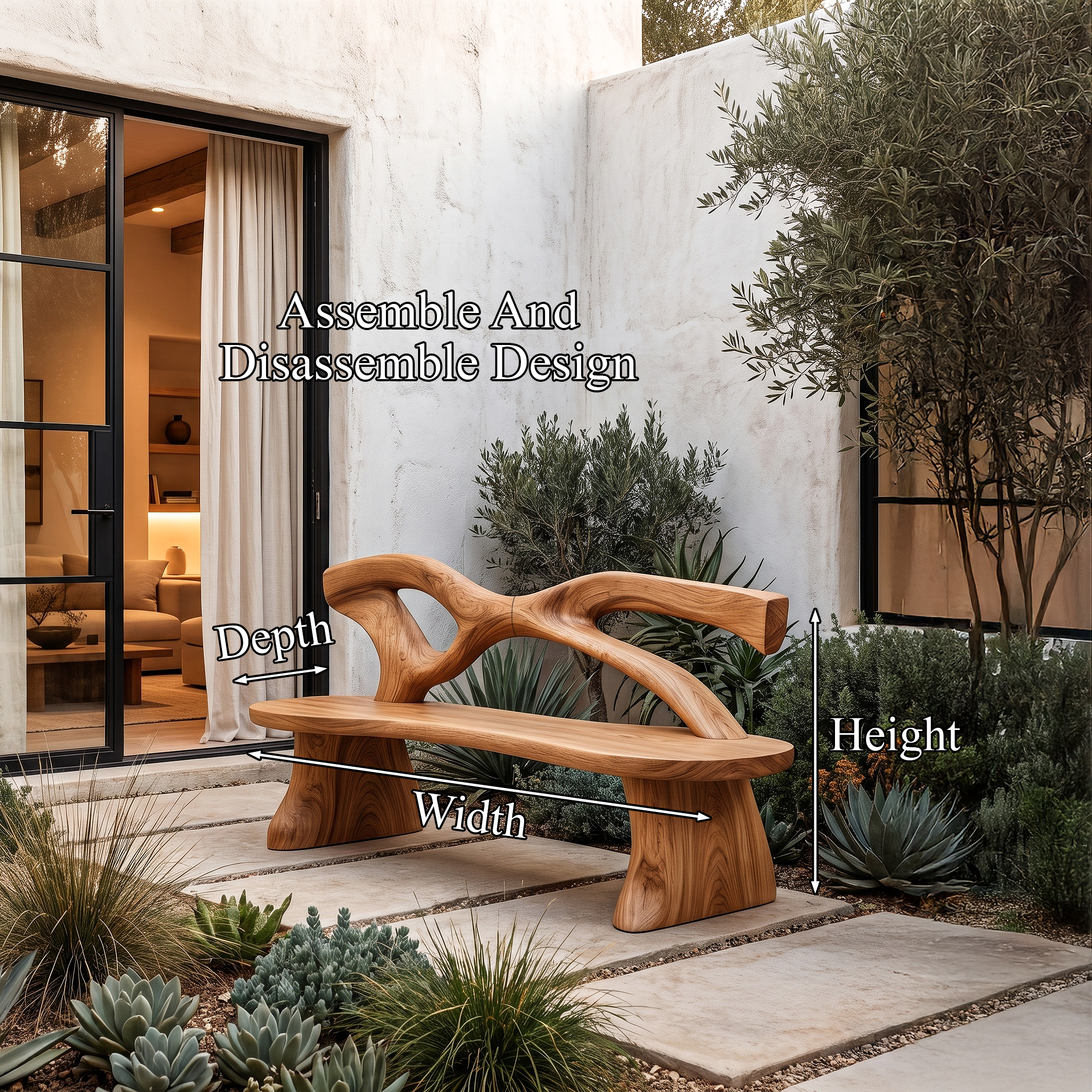 Nature Inspired Tree Branch Bench Wooden Garden Bench For Outdoor SINLHABEN131