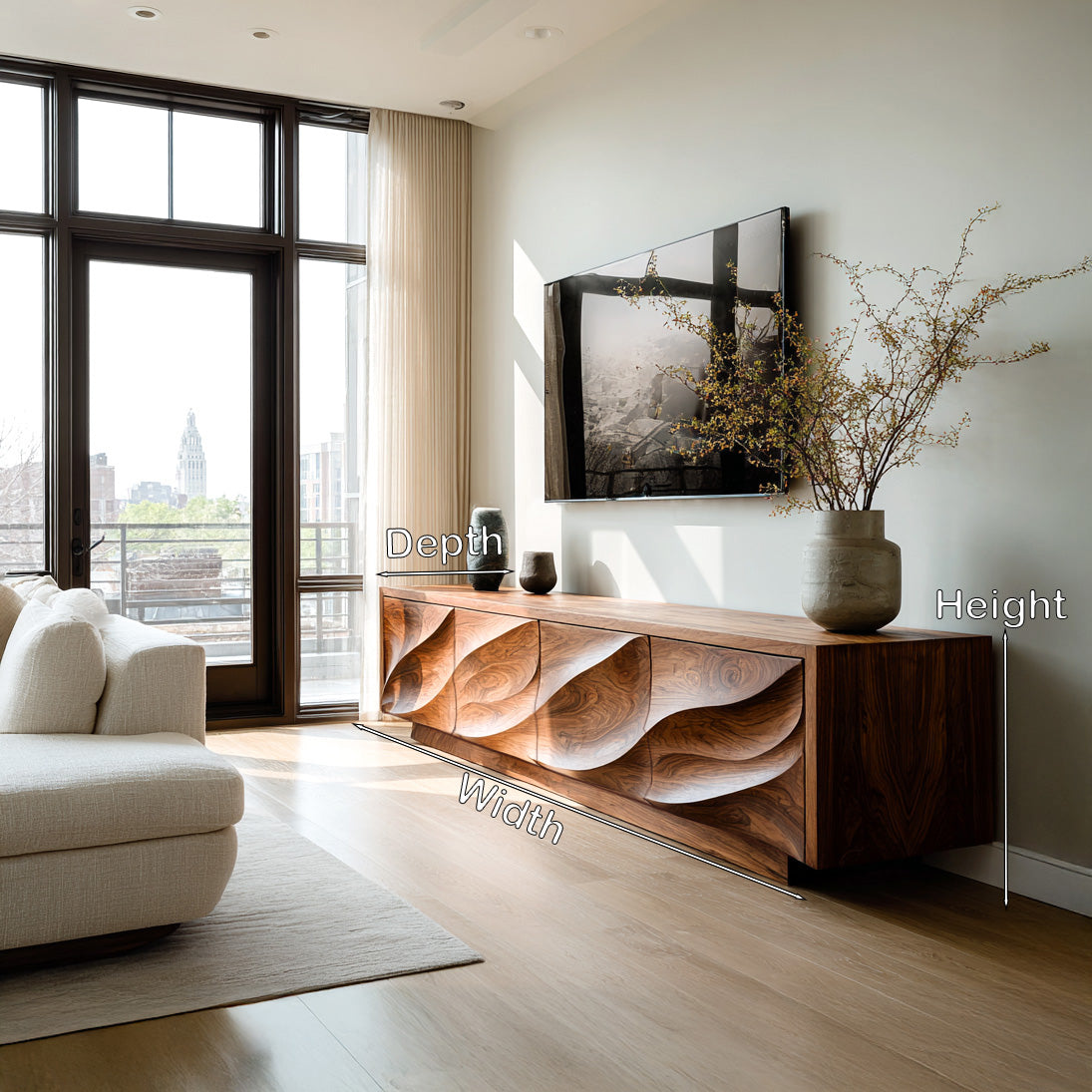 Modern Organic Wood TV Cabinet For Living Room RTTHHNTVC091