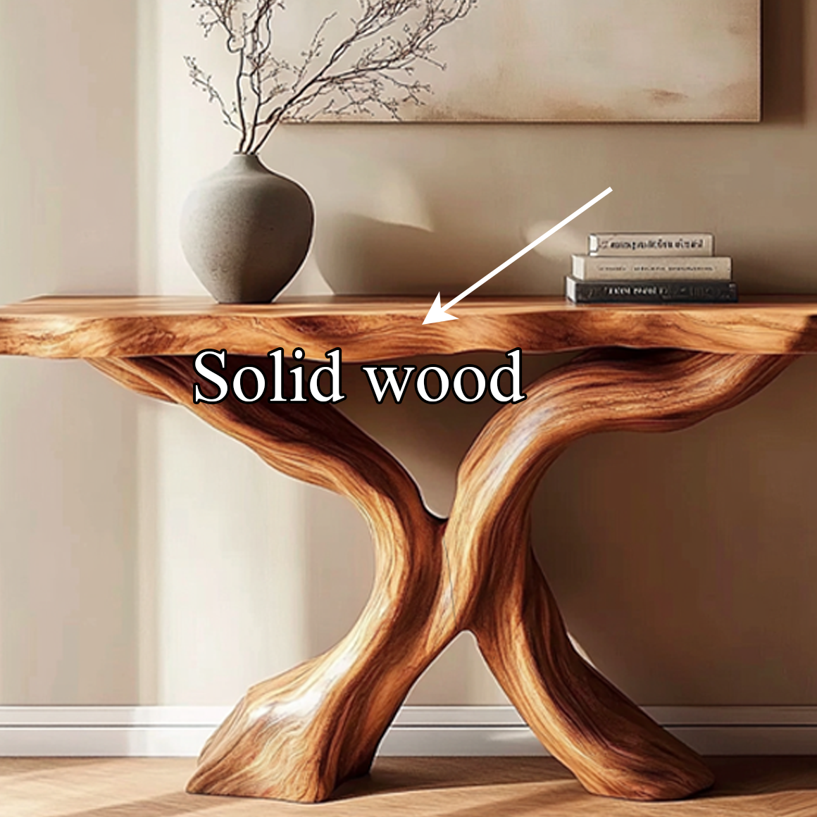 Rustic Console Table Carved X-Base Wood Entryway SINLSACS319