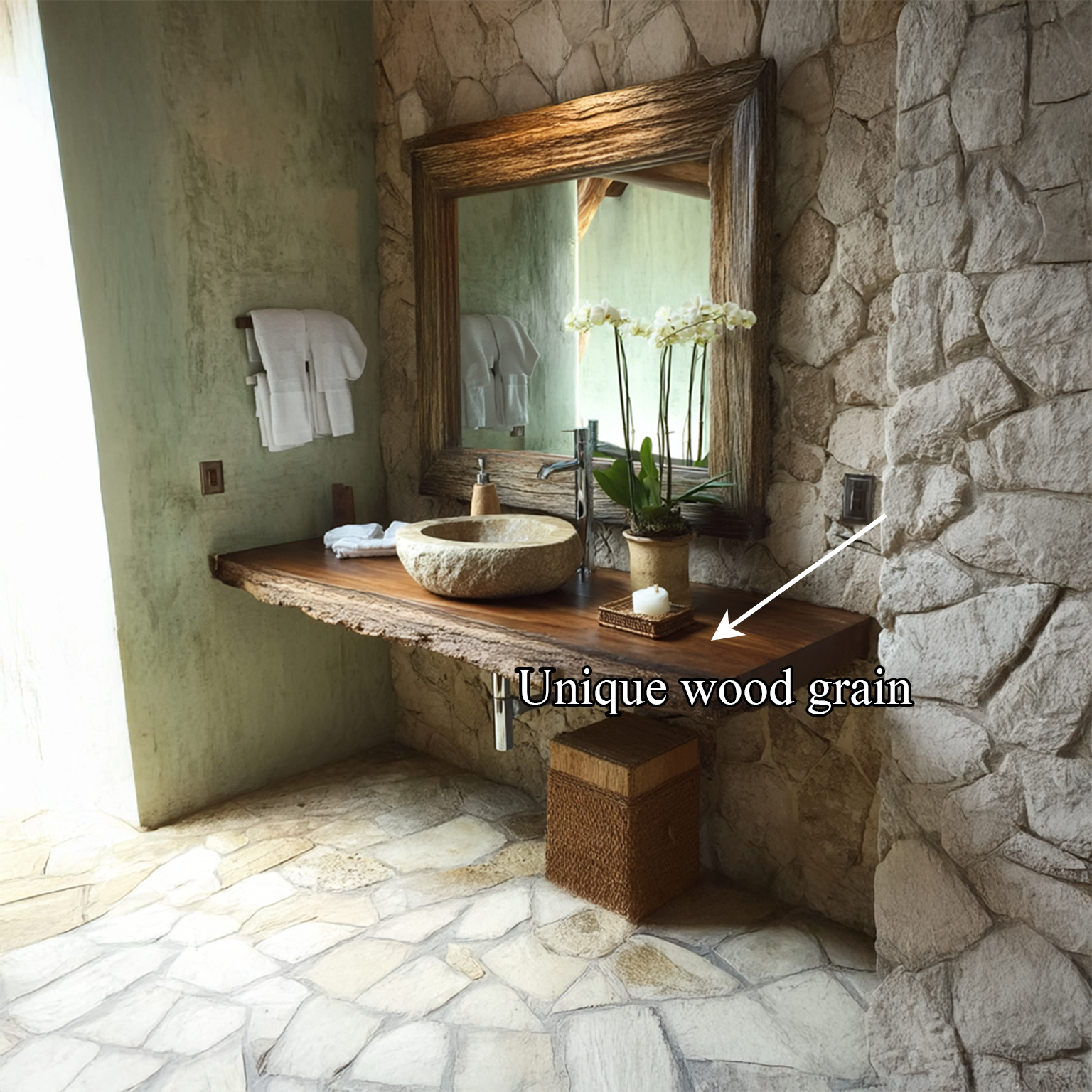 Midcentury Floating Shelf Solid Wood Vanity Bathroom SINLSABRV101