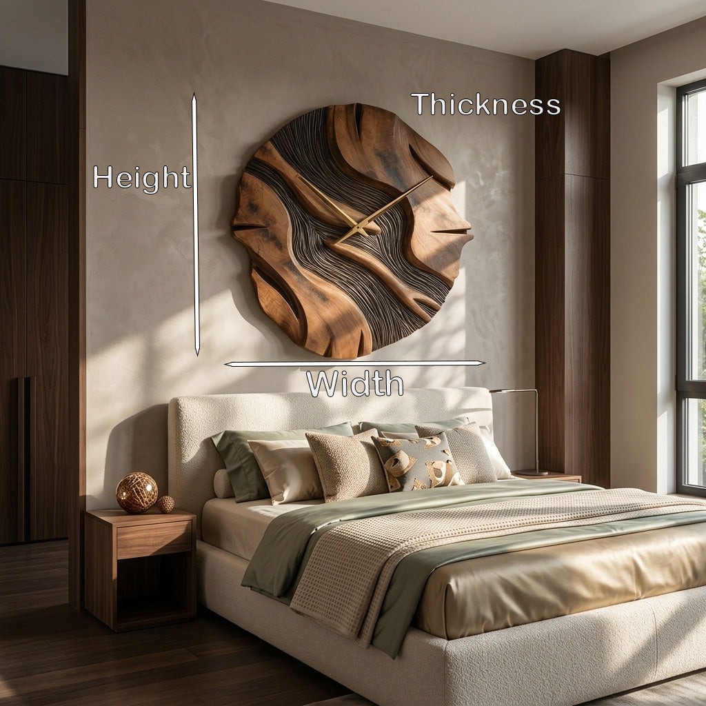 Organic Sculptural Wooden Wall Clock For Living Room RTTHHNWAC020