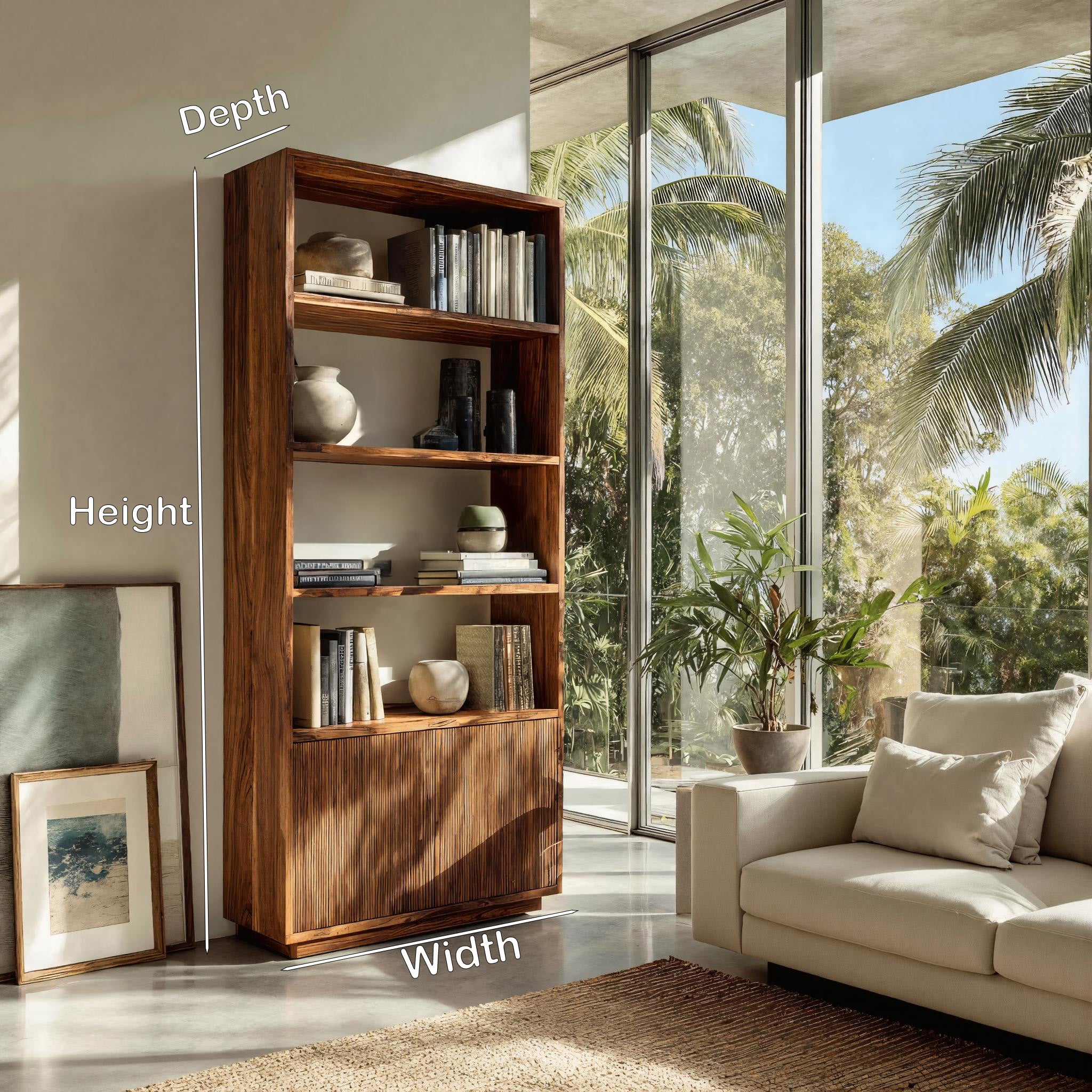 Minimal Wooden Bookcase For Coastal Living Room RTTHHNBS146