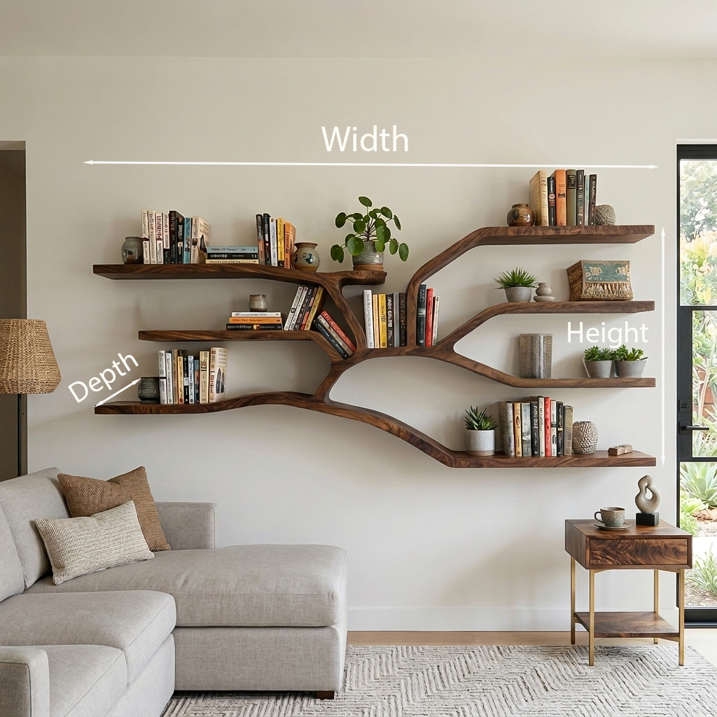 Handcrafted Sculptural Wooden Bookshelf For Living Room Decor RTTHTTBS131
