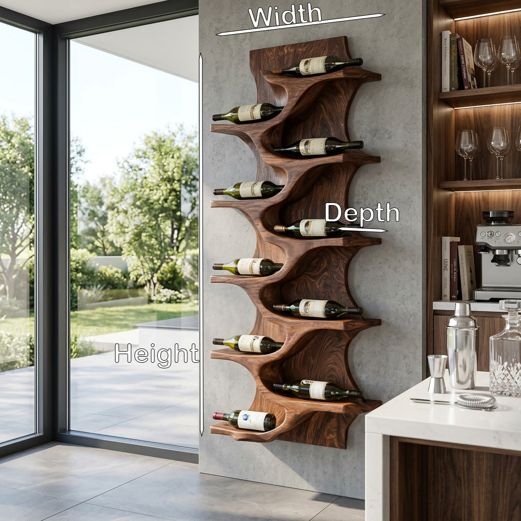 Rustic Natural Wood Wine Rack For Home Bar Wall Storage RTTHHNWH008