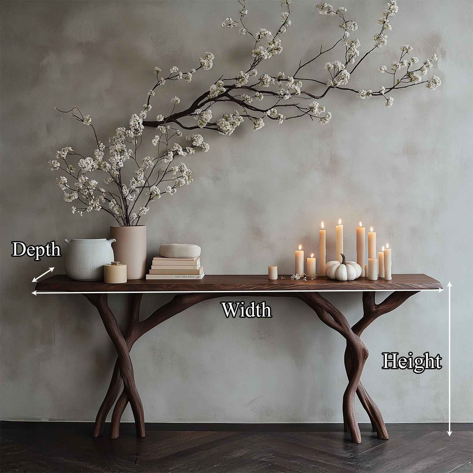 Driftwood Console Table Live Edge Rustic Wood Gift SINLSACS085