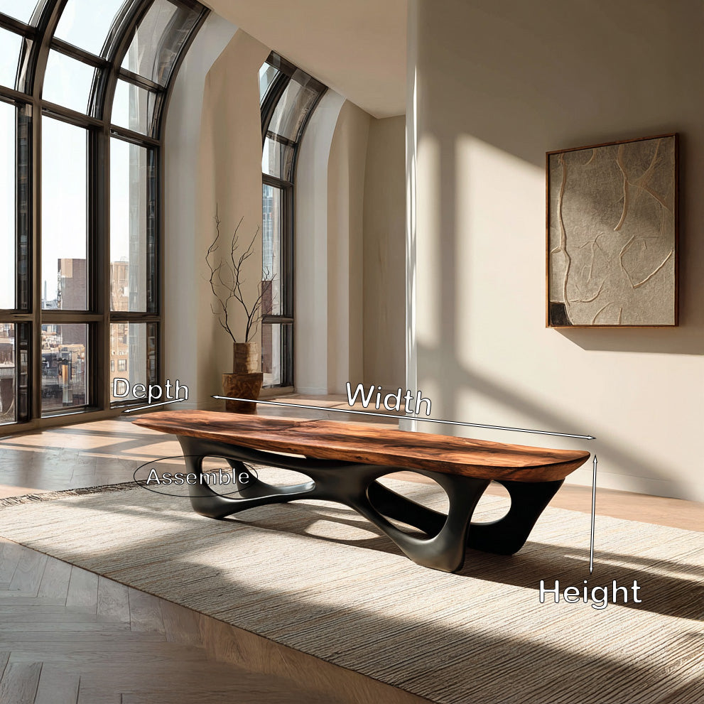 Curved Wooden Statement Bench For Modern Apartment RTTHHNCHR158