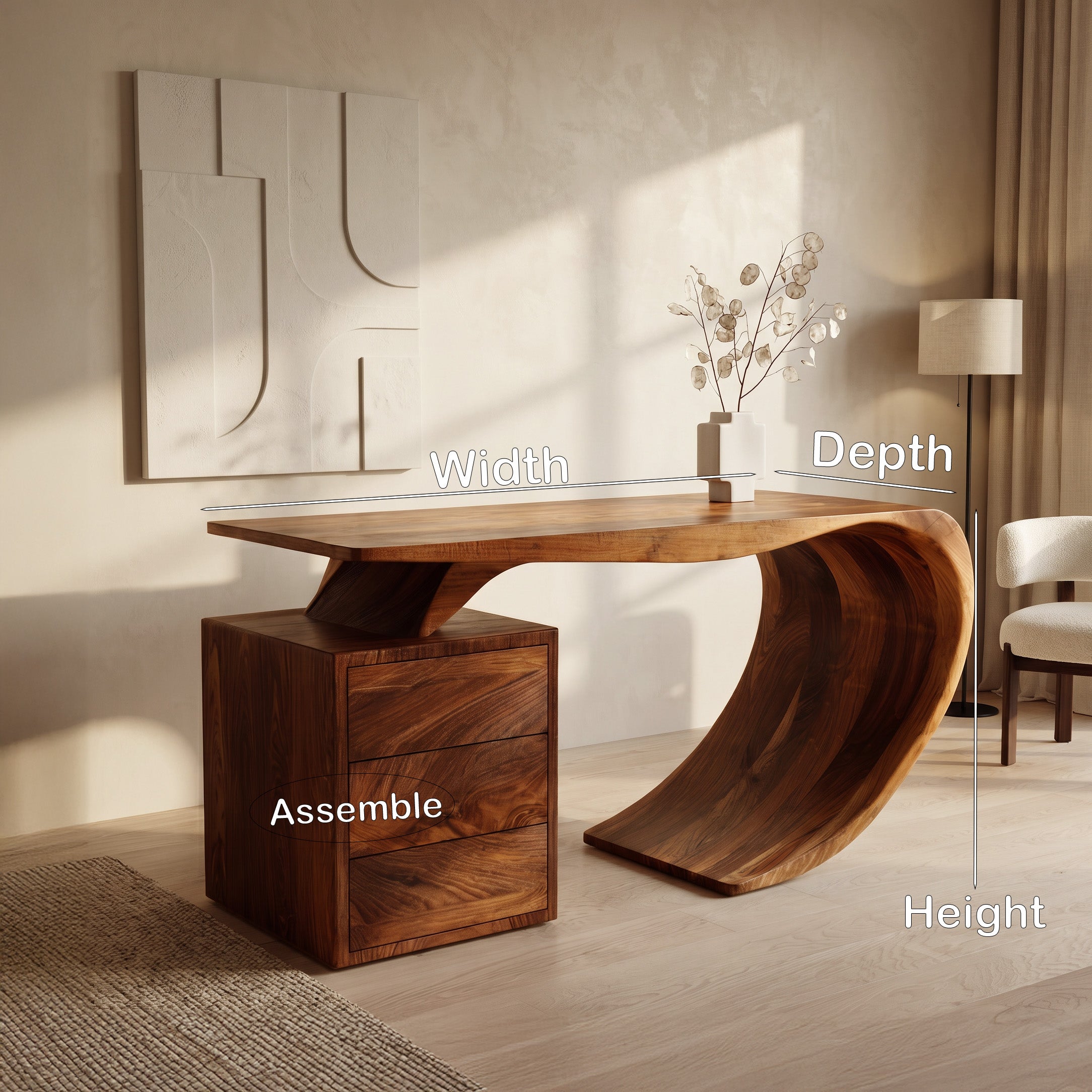 Modern Farmhouse Wood Desk For Home Office Corner RTTHHNDE112