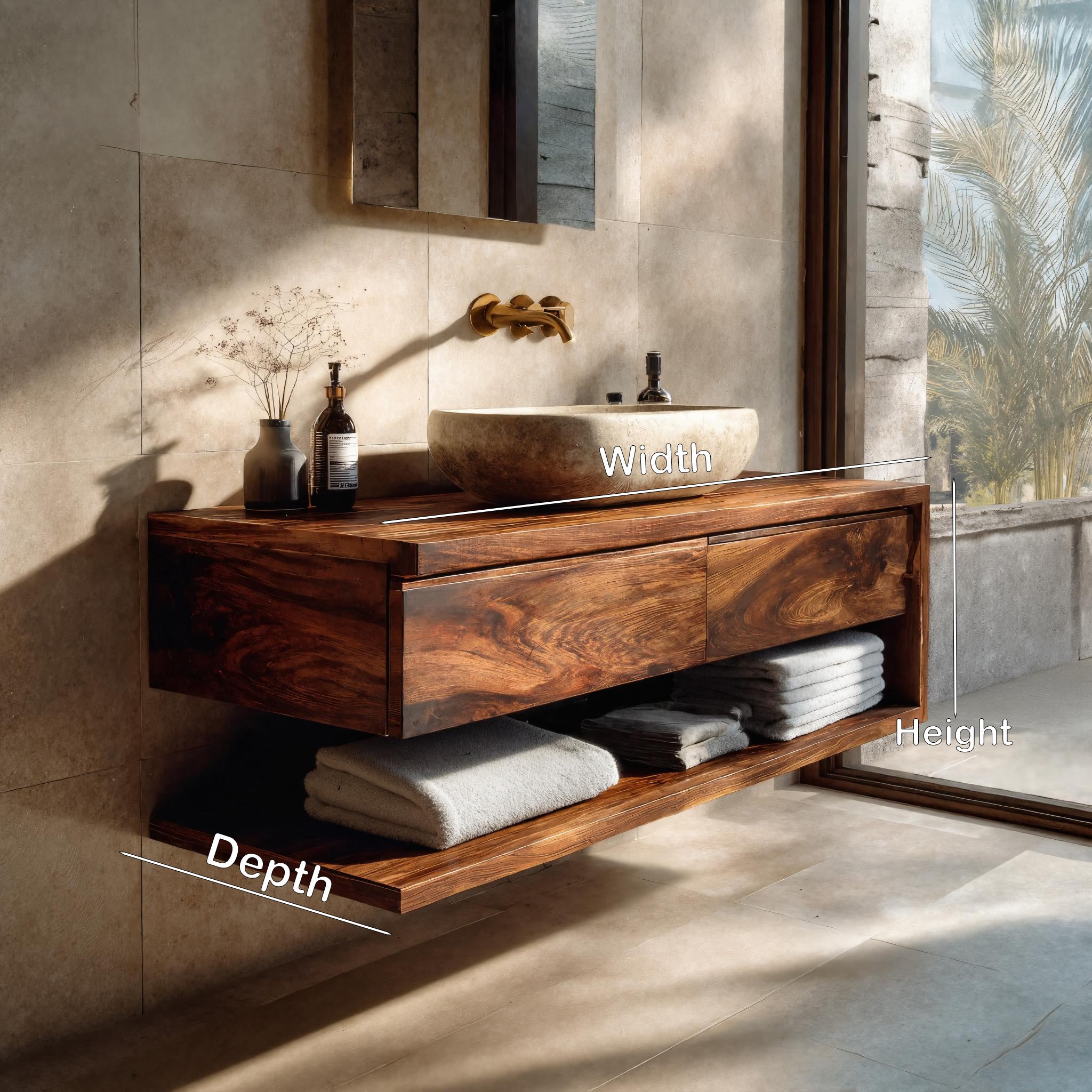 Contemporary Wall Mounted Wood Bathroom Vanity For Bathroom RTTHHNBRV008