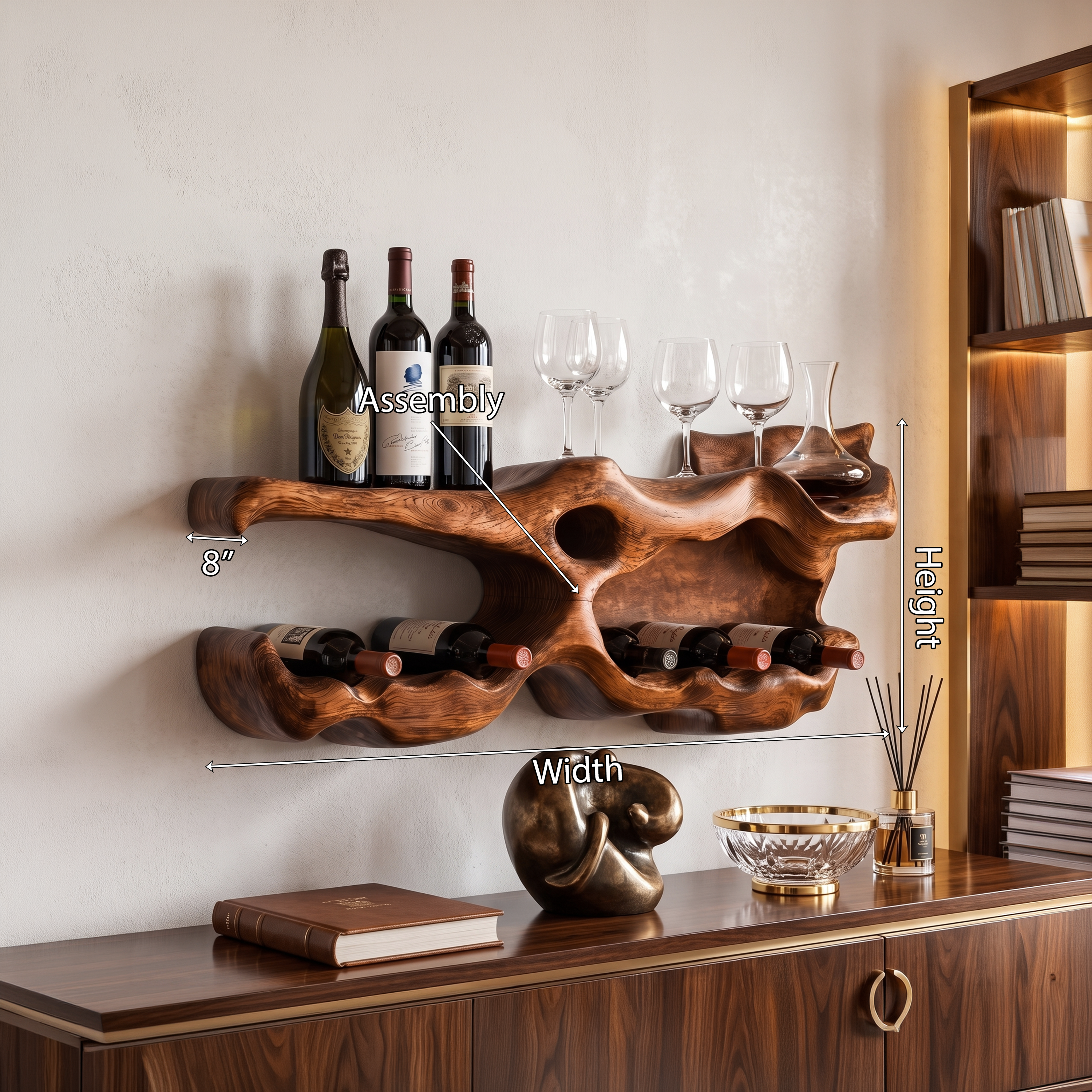 Farmhouse Wine Holder For Living Room Shelf Accent SILDTTNWH016