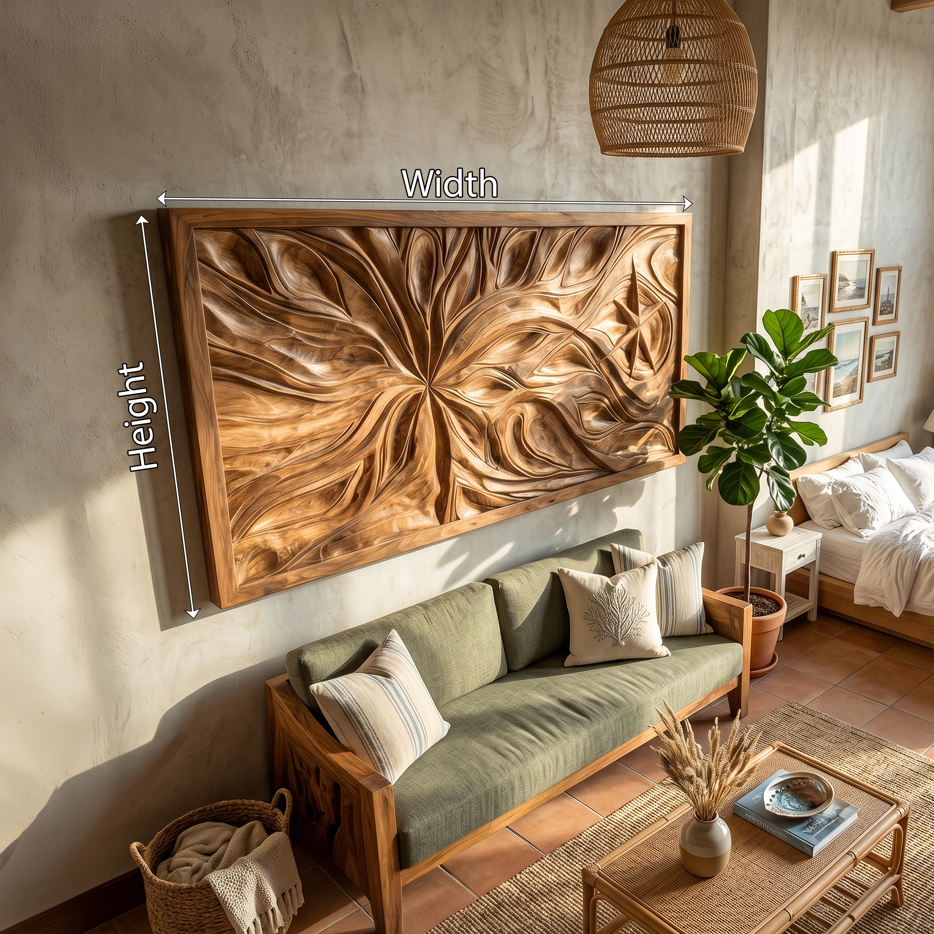Boho Abstract Floral Wood Wall Art Coastal Bedroom Interior Decor SILDTTRWA112