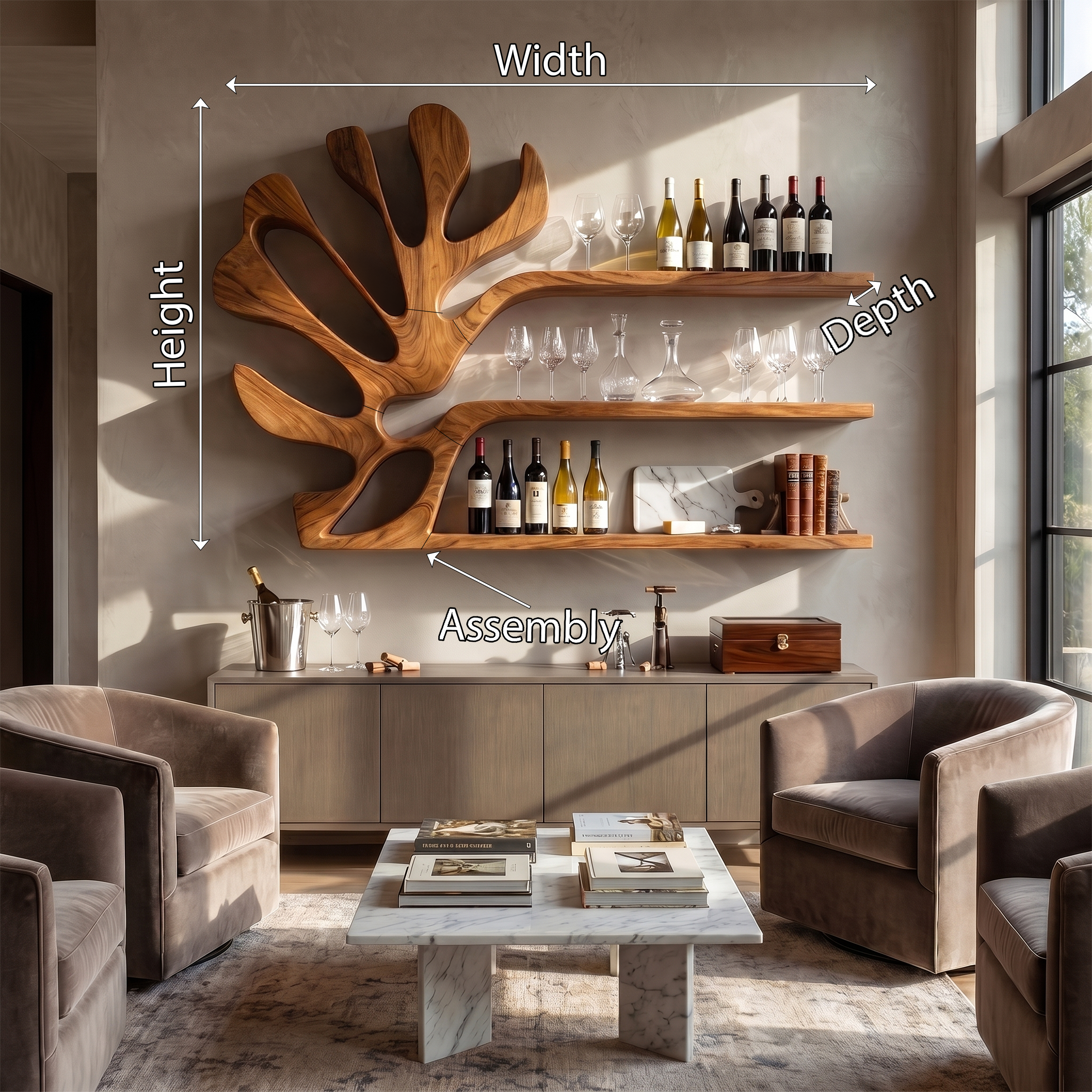Rustic Wall Wine Rack For Breakfast Nook Bottle Arrangement SILDTTRWH084