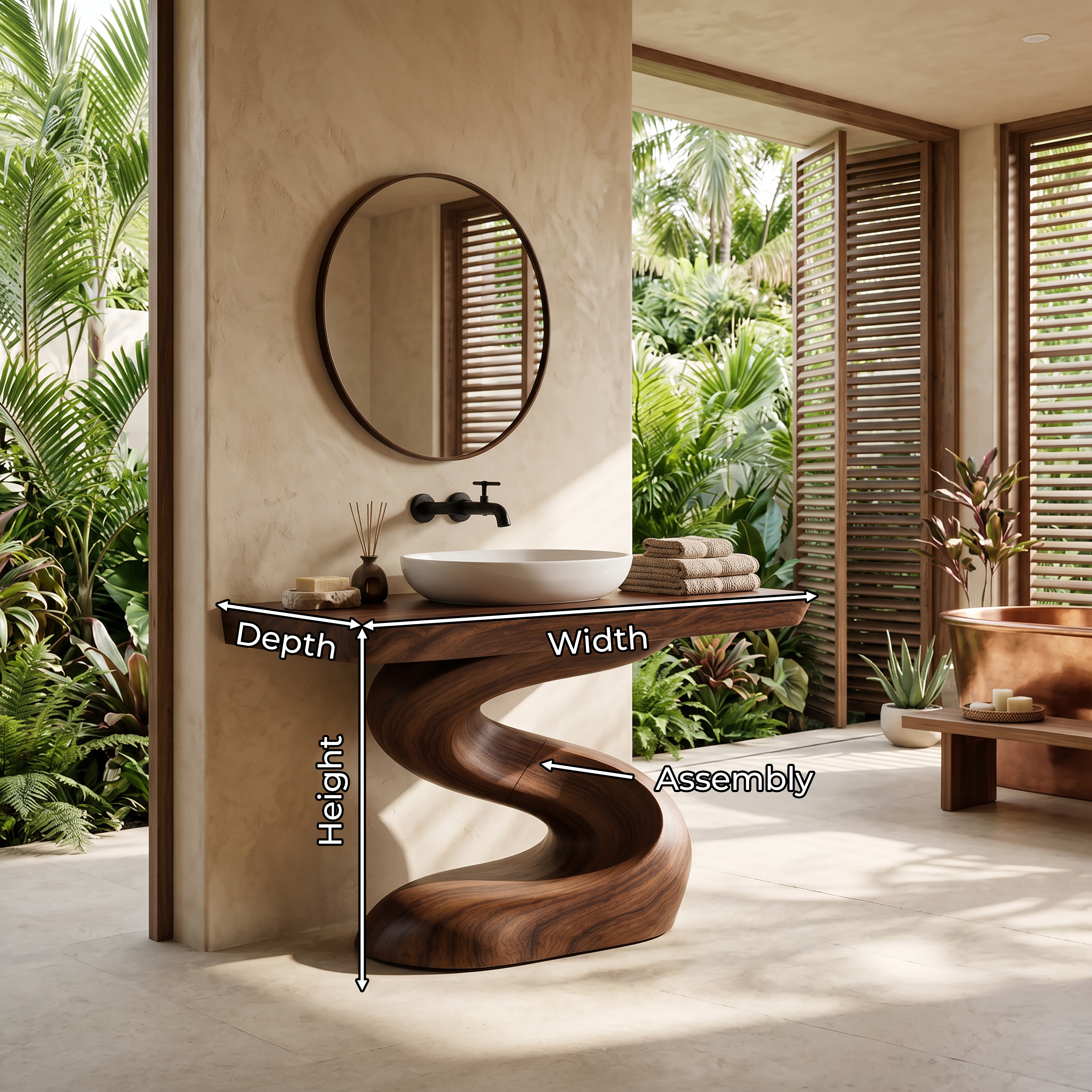 Spa Style Wood Washstand Vanity For Wellness Bathroom SILDTTRBRV154