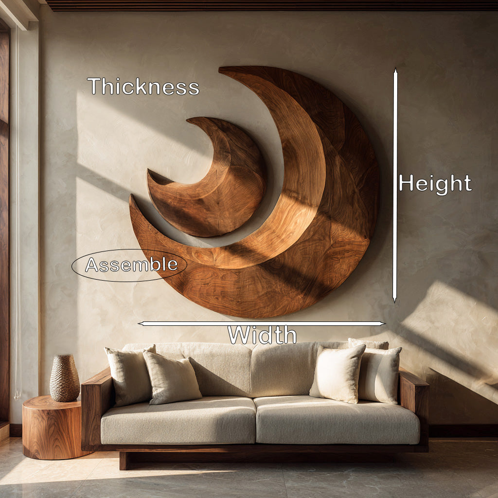 Organic Crescent Moon Wood Wall Art For Living Room RTTHHNWA203