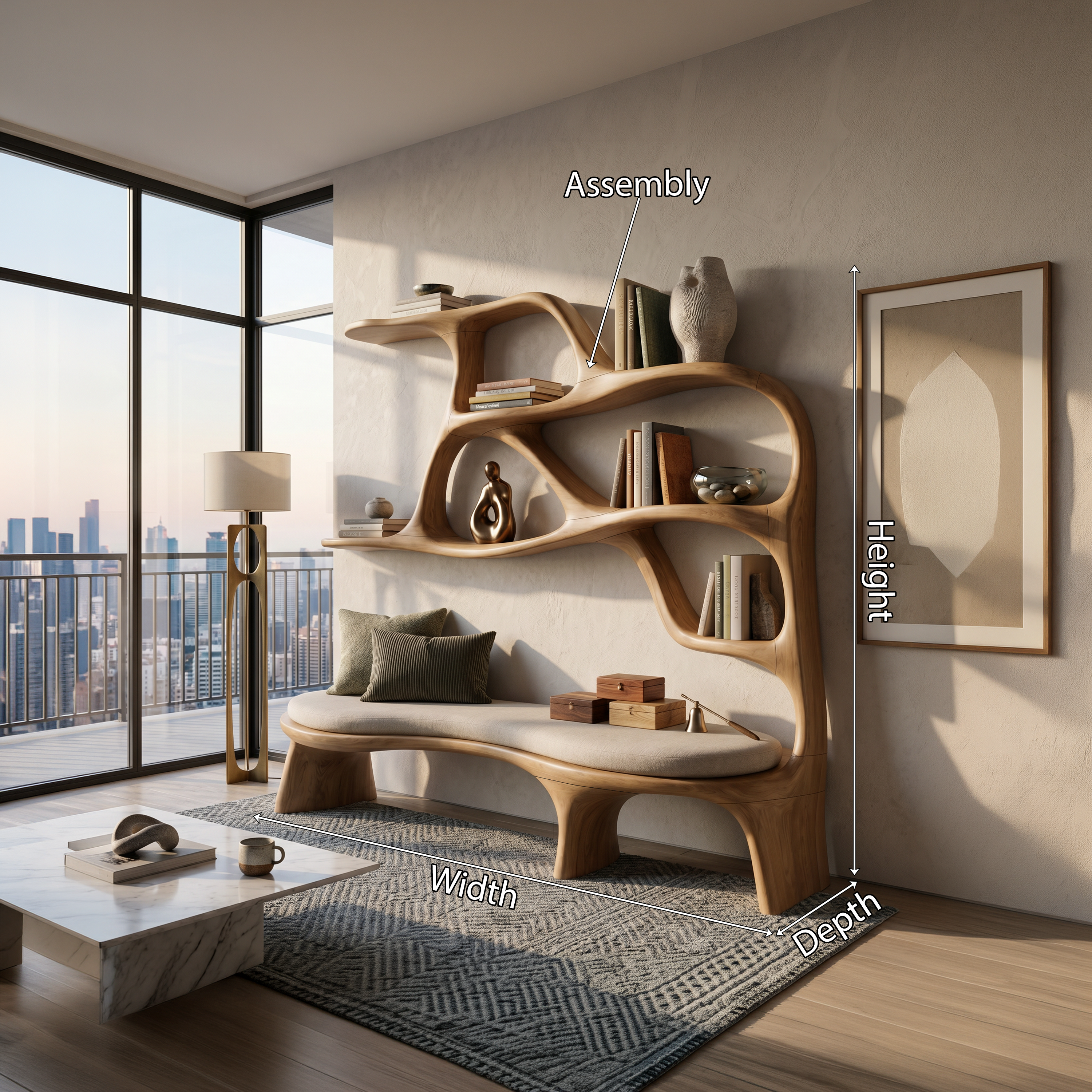Minimalist Window Seat Bookcase For Modern Bedroom SILDTTNBS058