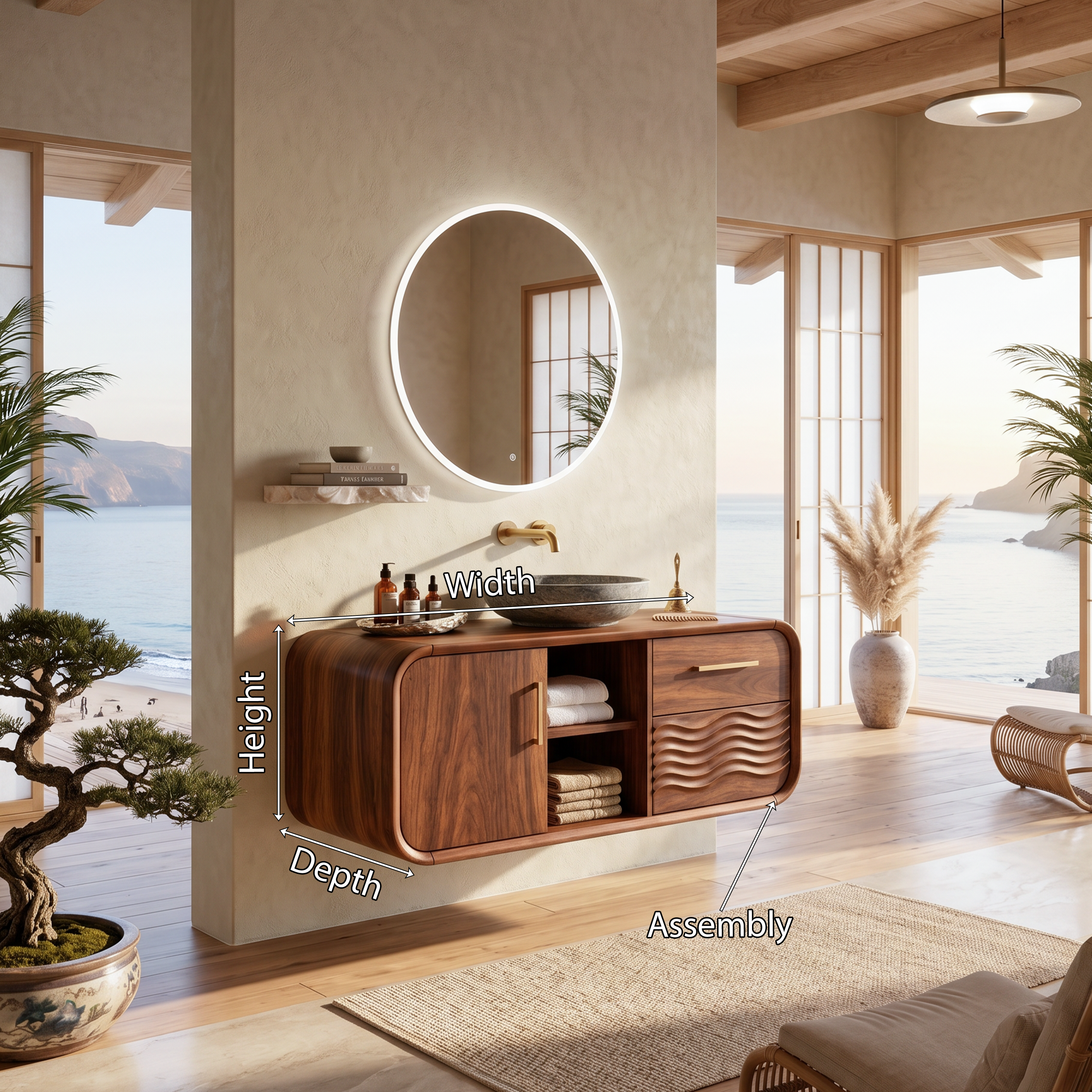 Mid Century Floating Vanity With Storage For Bathroom SILDTTNBRV057