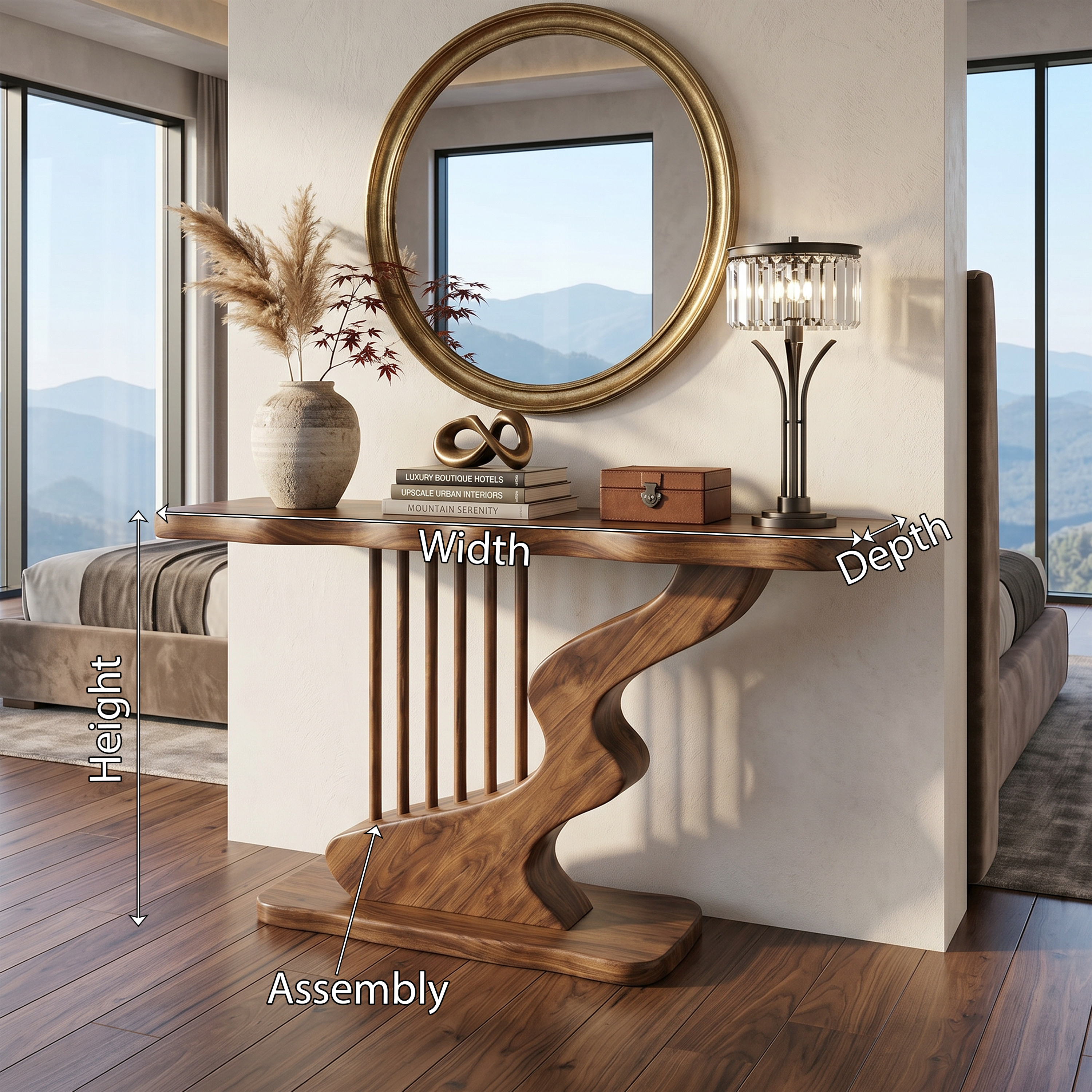 Bohemian Curved Base Console Table Cozy Entryway SILDTTRCS111