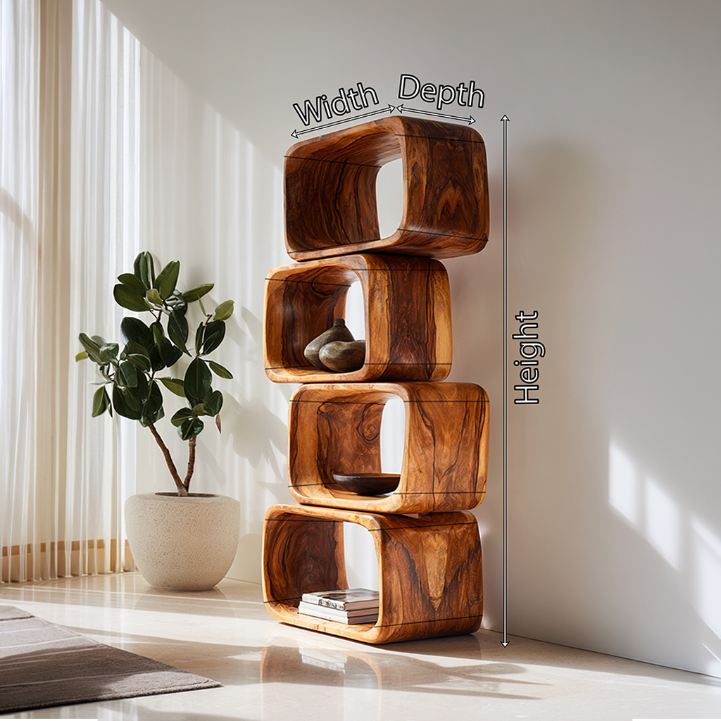 Japandi Asymmetrical Bookshelf Bathroom Storage Shelf SILDTTRBS005