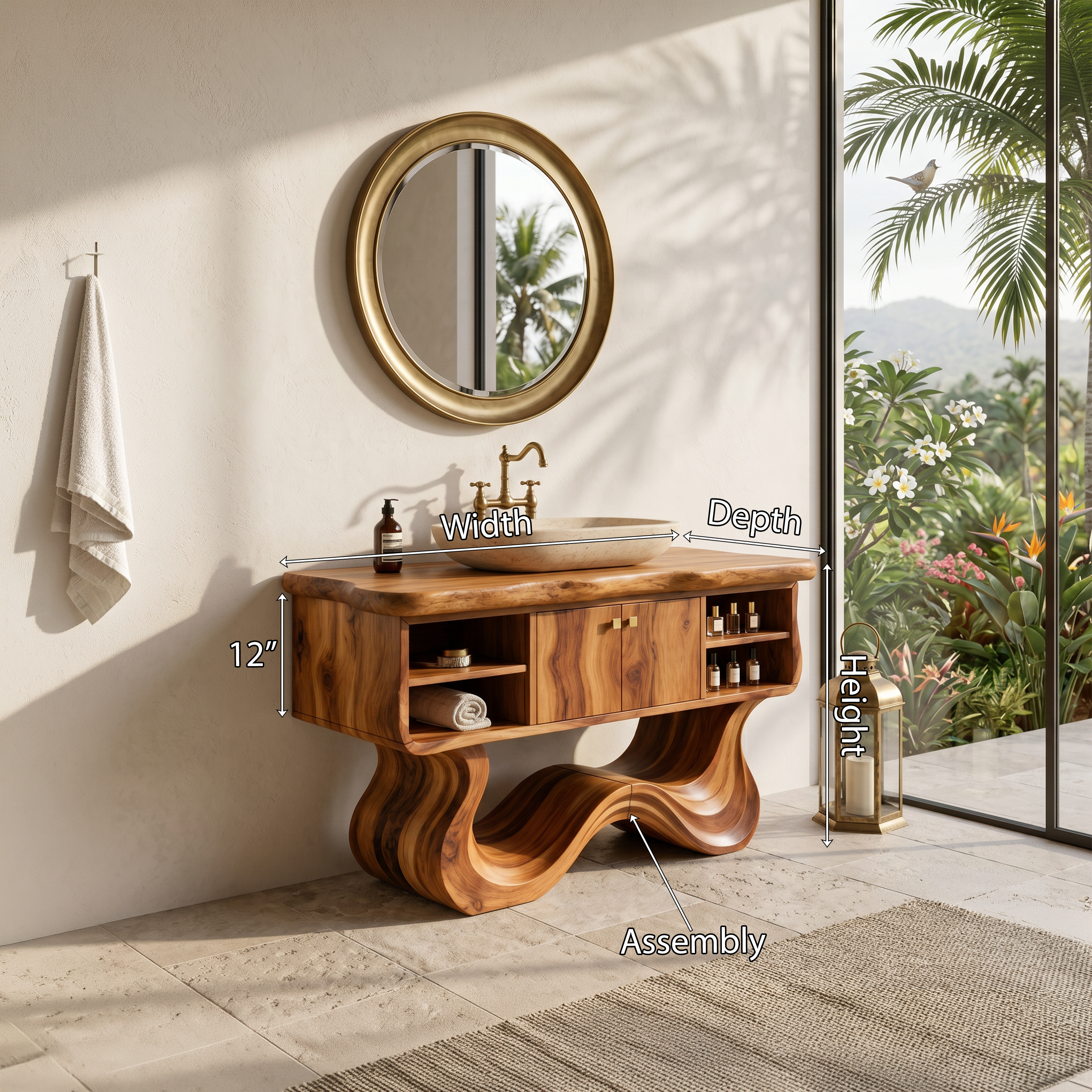 Modern Organic Vanity With Open Shelf For Spa Bathroom SILDTTNBRV055