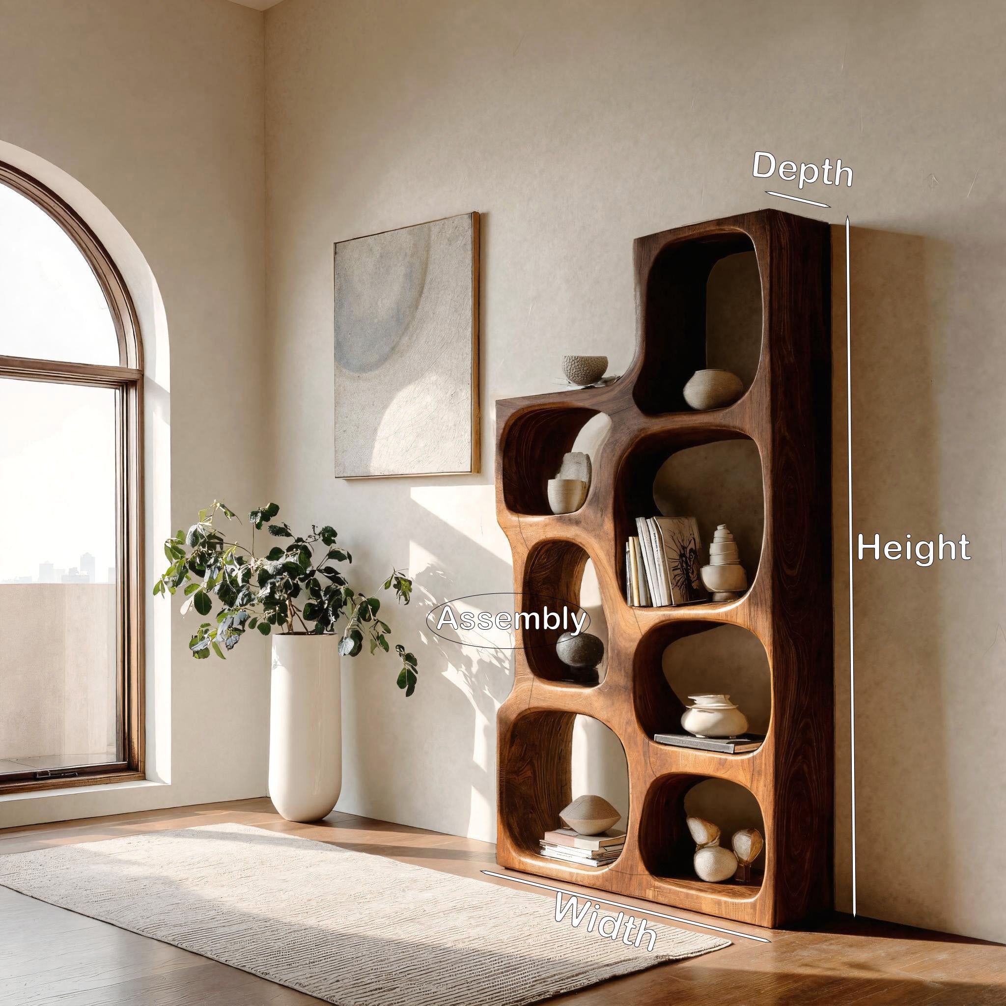 Organic Sculptural Wooden Bookshelf For Modern Living Room RTTHHNBS133