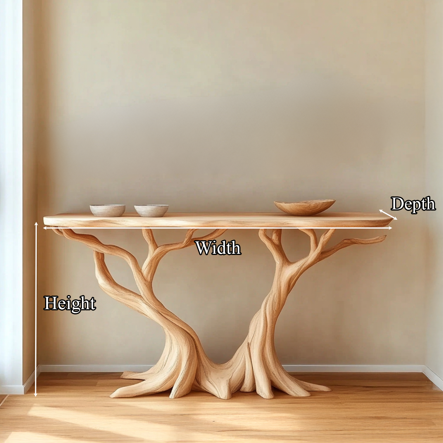 Nature Inspired Console Table Solid Wood Farmhouse Gift SINLSACS093