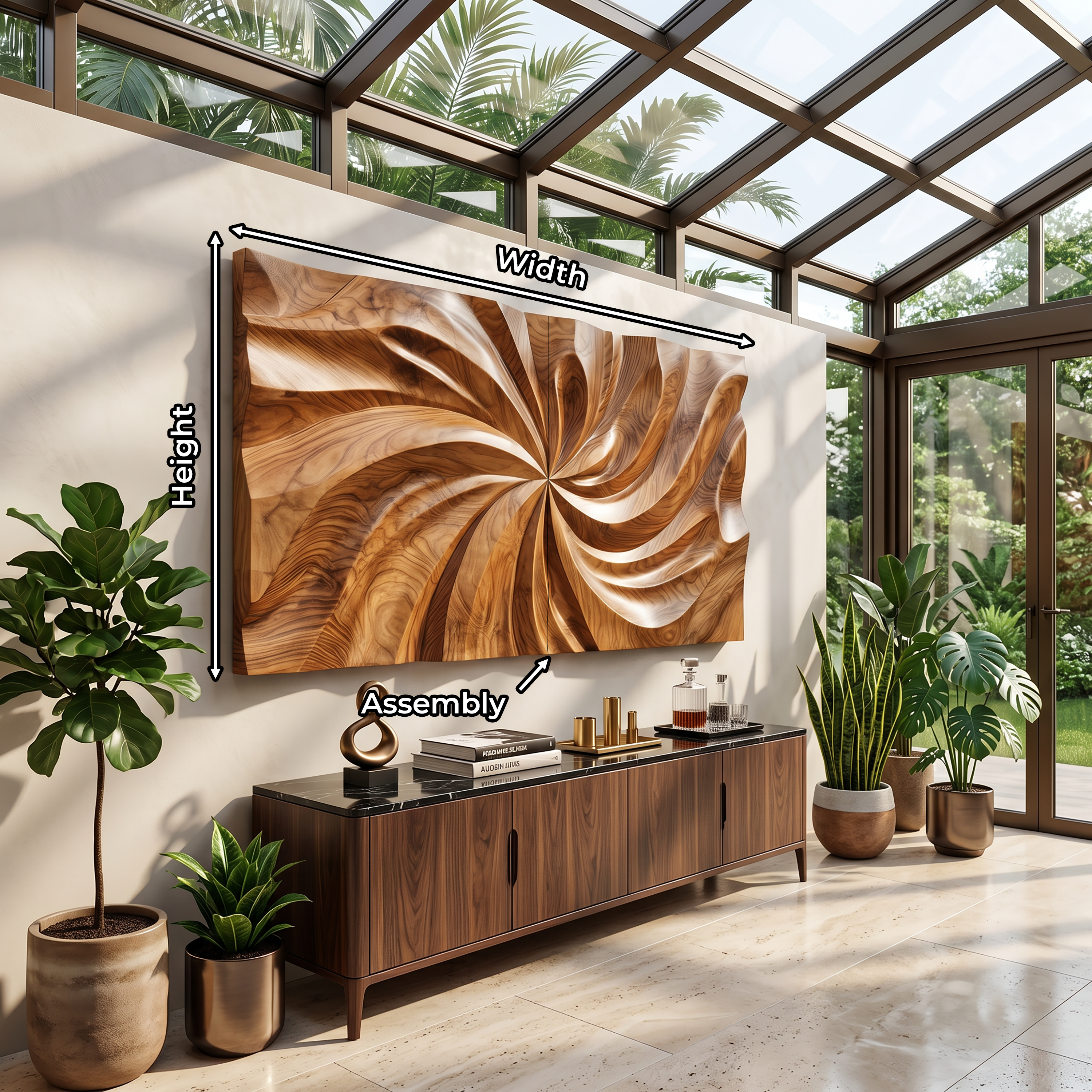 Modern Wood Wall Art With Swirl Relief For Sunroom SILDTTRWA151