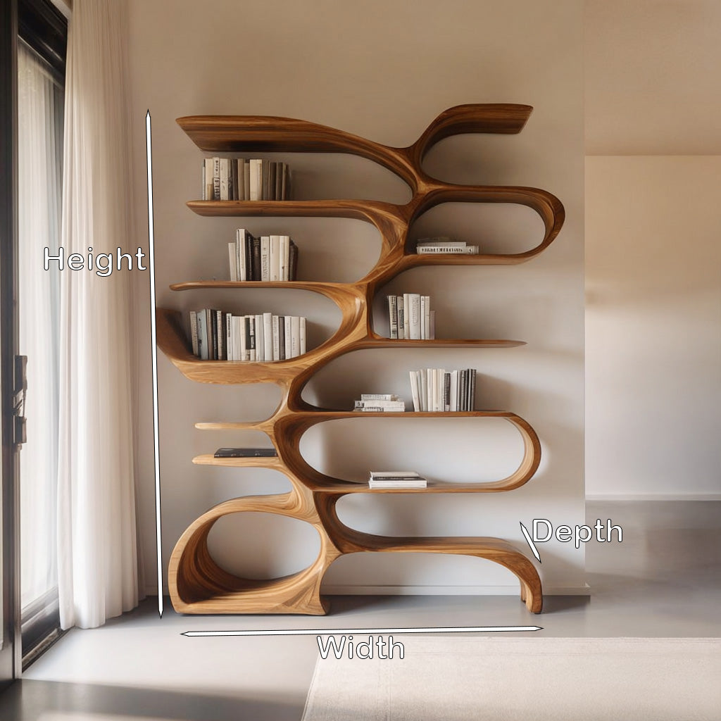 Sculptural Wooden Bookcase For Modern Living Room Storage RTTHHNBS157