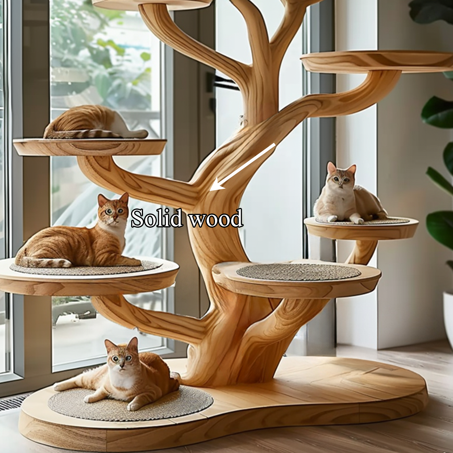Cat Shelf Wall Natural Living Room Decor room Perfect Pet Gift SINLTT022