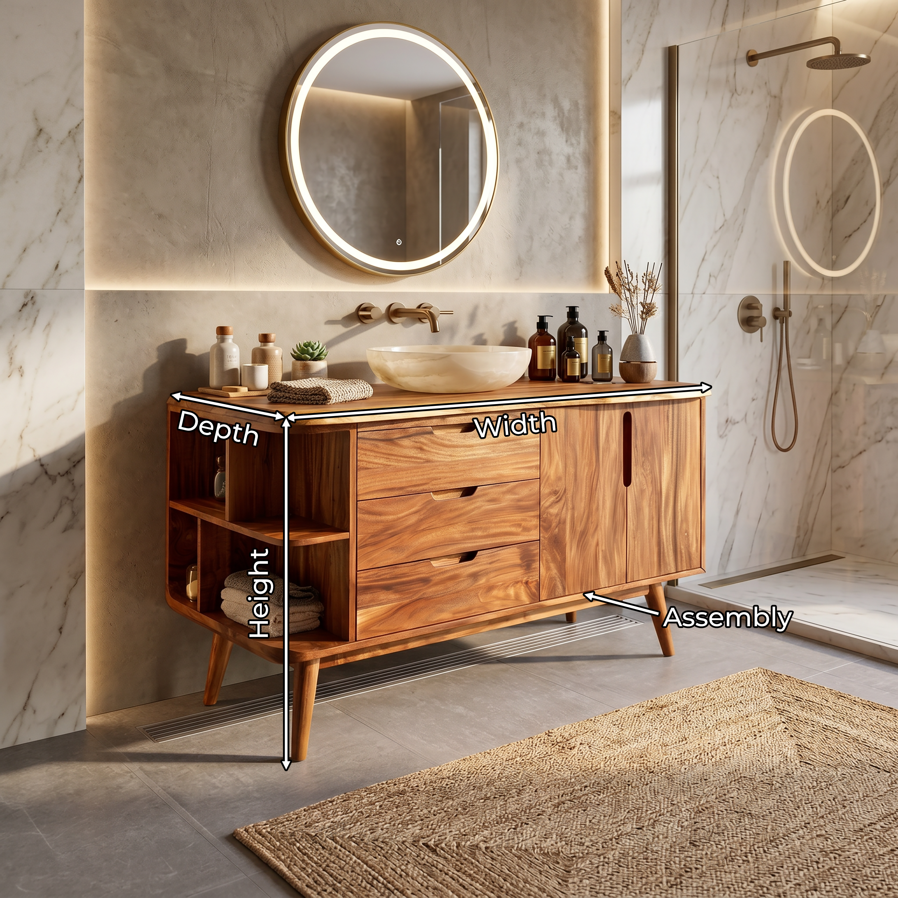 Resort Style Wood Double Vanity For Villa Bathroom SILDTTRBRV158