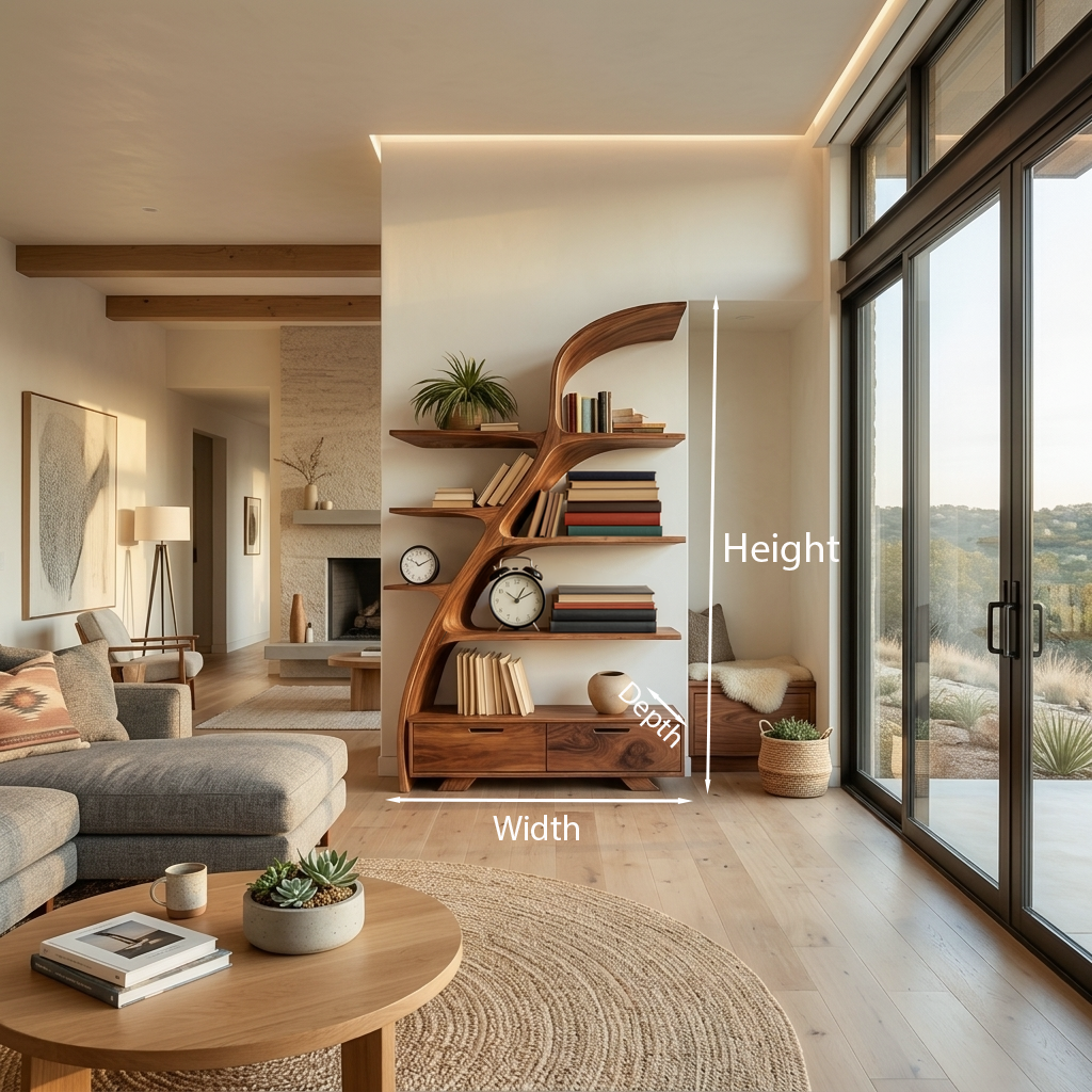 Organic Wooden Bookshelf For Living Area RTTHTTBS119