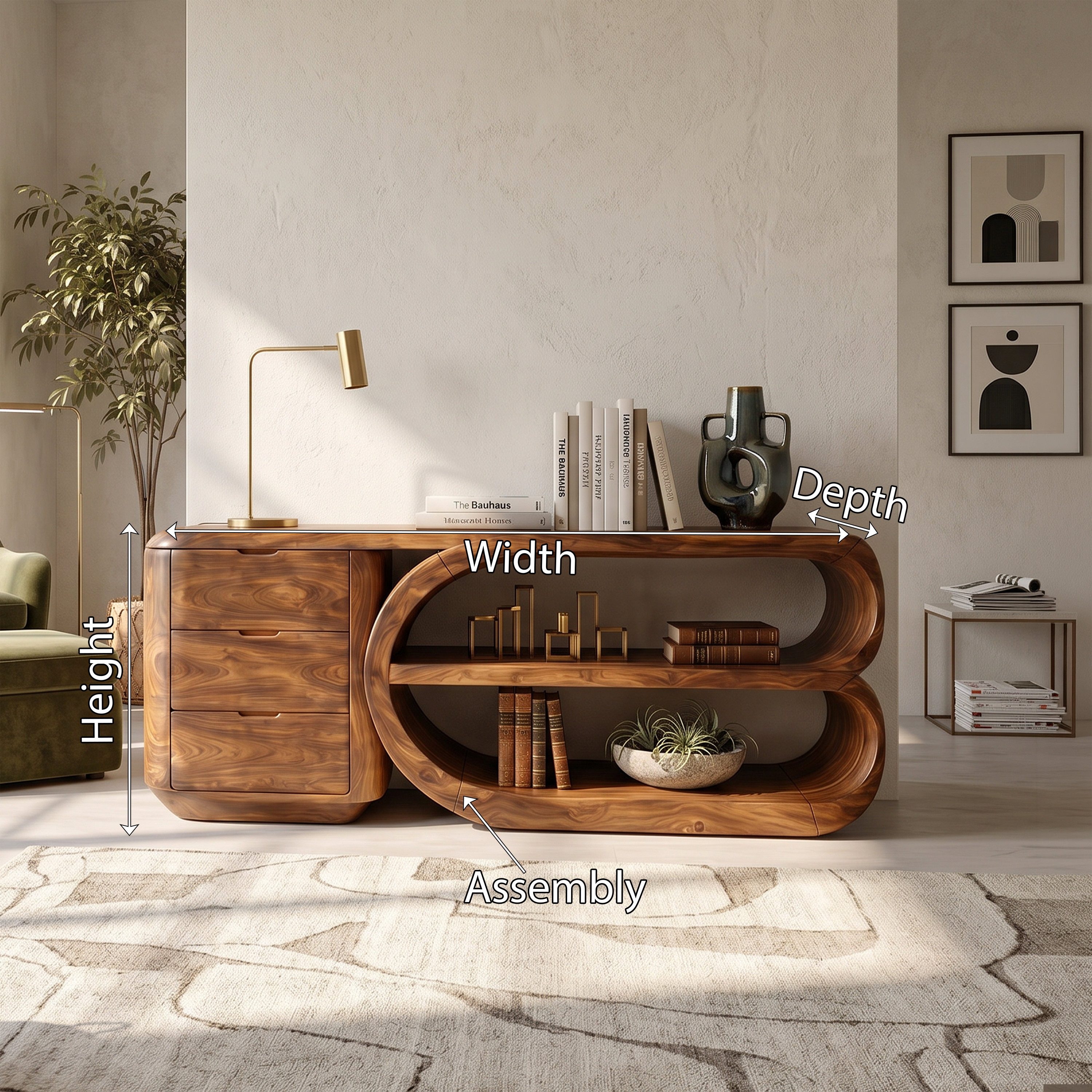 Organic Geometric Console Table Luxury Entryway SILDTTRCS102