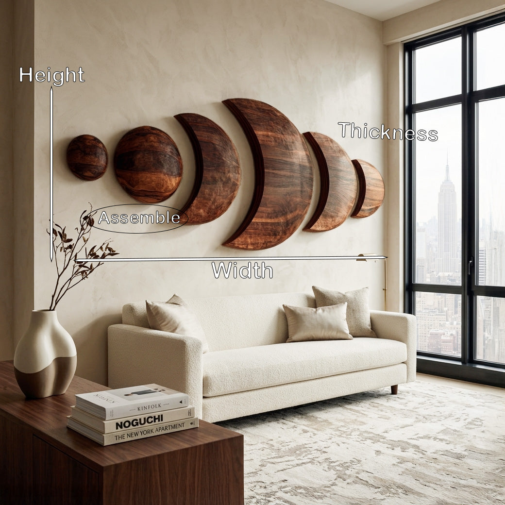 Boho Moon Phase Wood Wall Decor For Living Room RTTHHNWA205