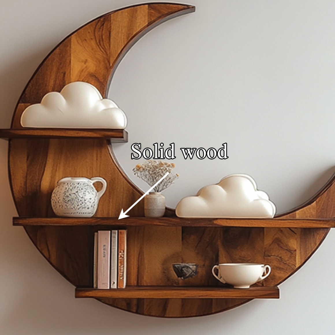 Celestial Moon Wall Shelf For Bedroom And Nursery SINLSAFL287