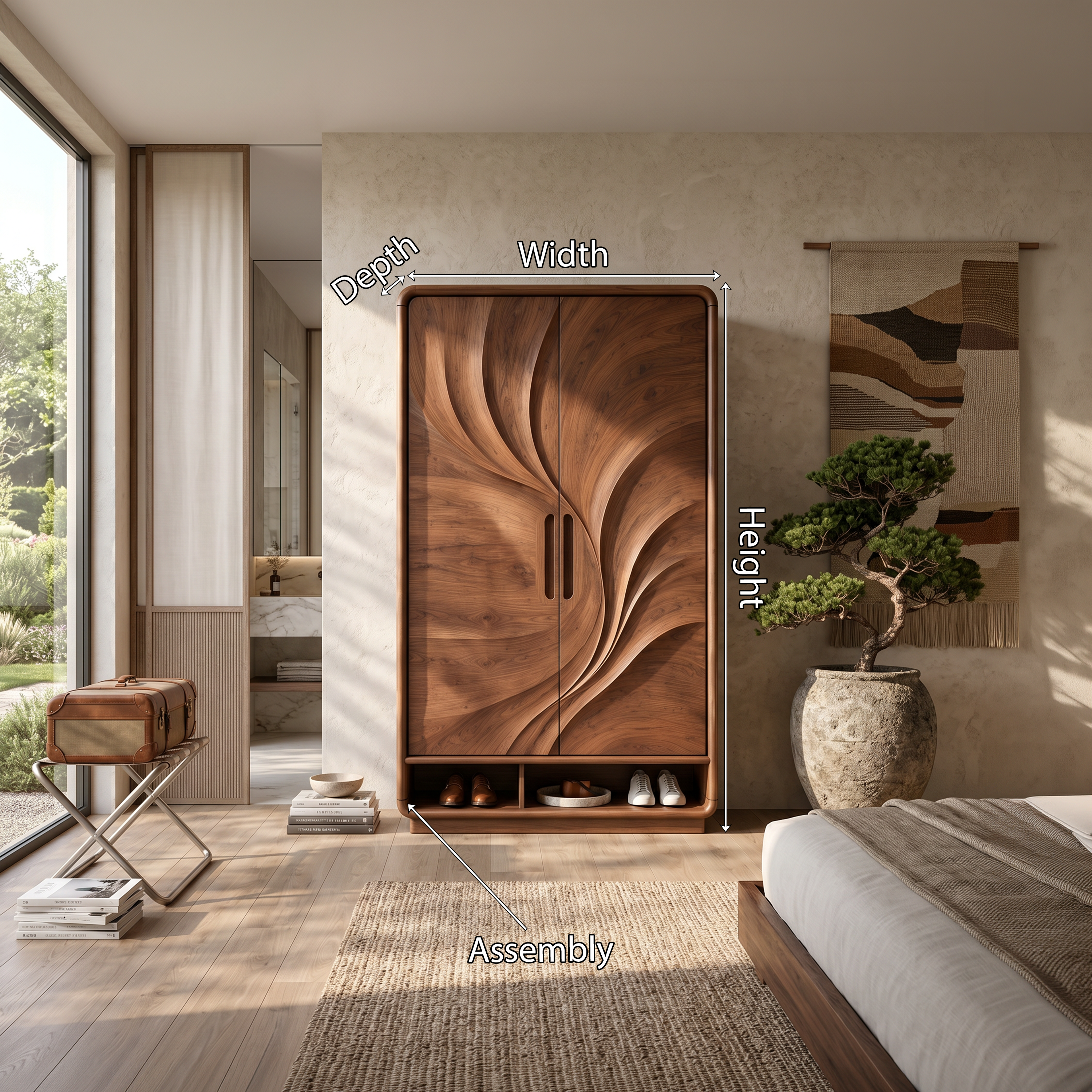 Minimalist Textured Surface Wardrobe For Guest Room Interior SILDTTNWDE004